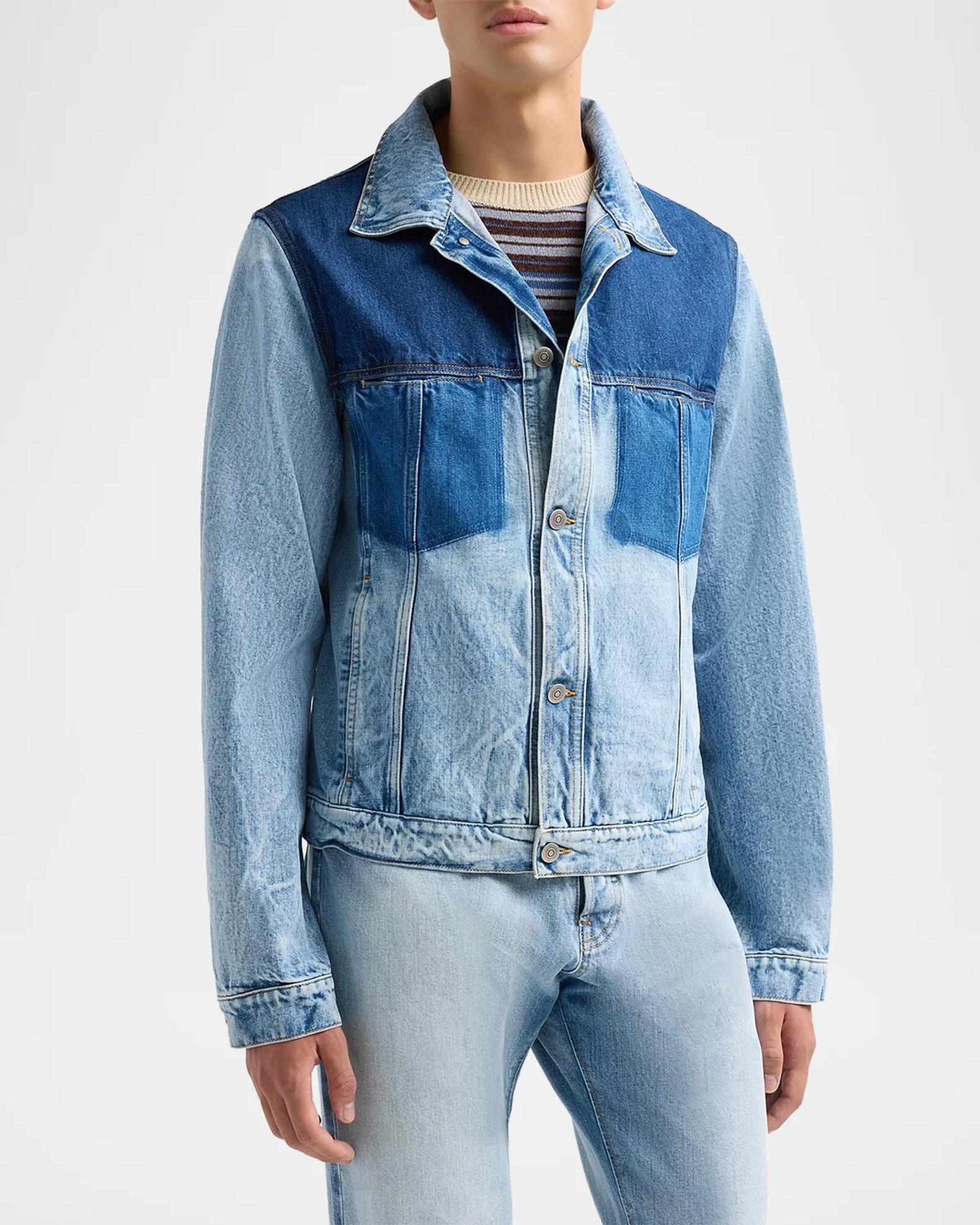 Maison Margiela Men's Contrast Panel Denim Trucker Jacket | Neiman