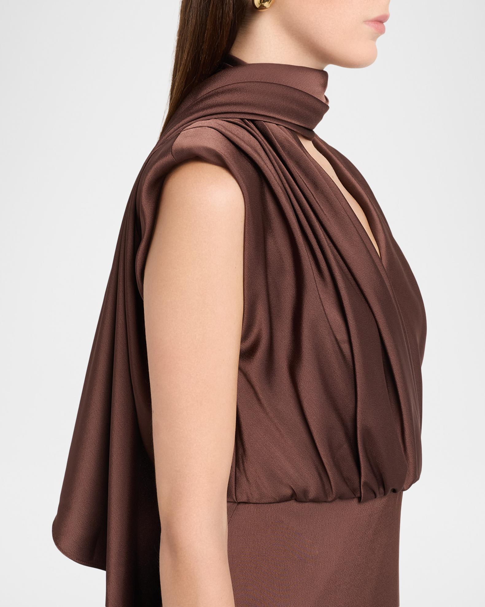 Aidan Mattox Draped Crepe Back Satin Midi Sheath Dress | Neiman Marcus