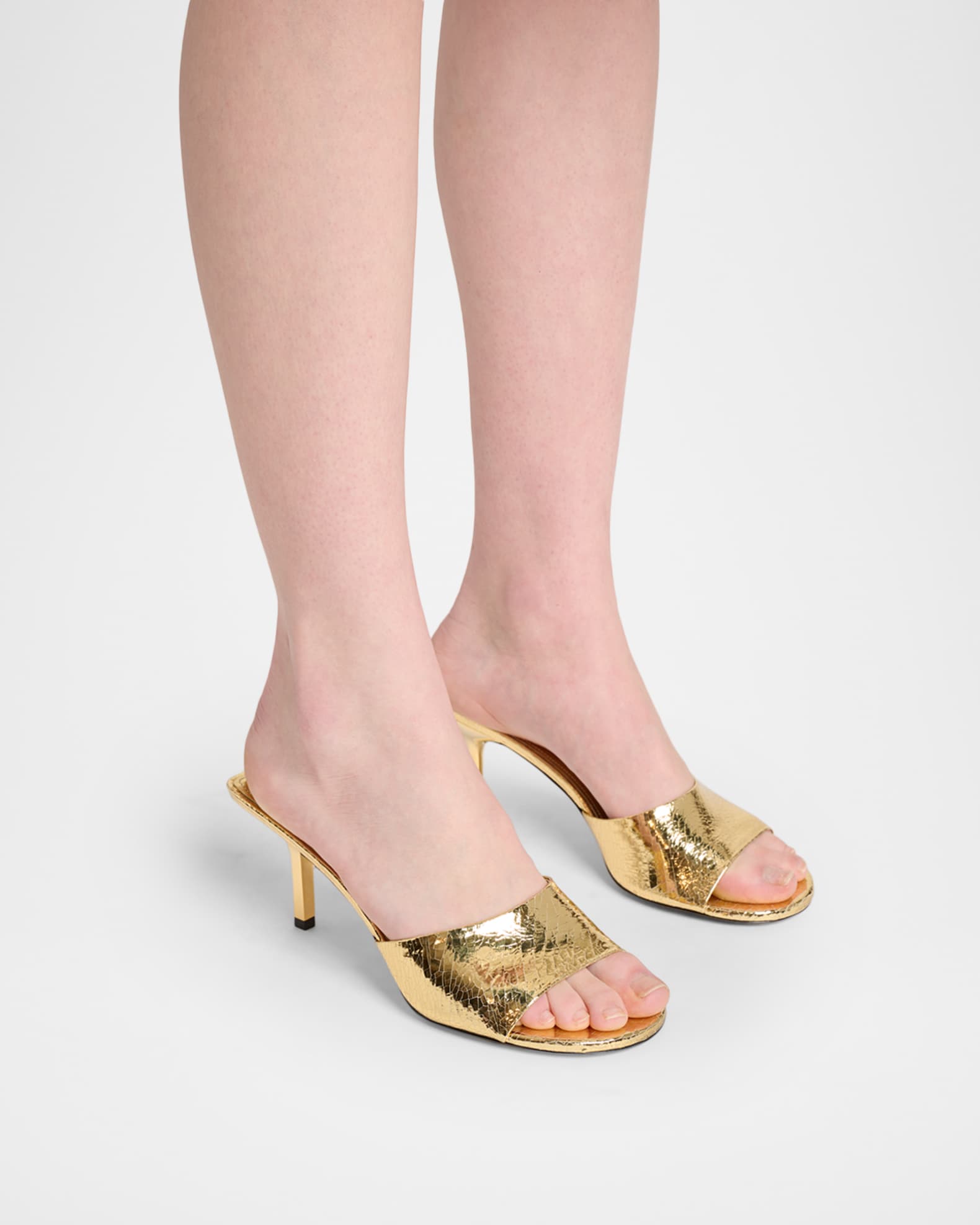 ムゥ Jacquemus 70mm Les Mules Cubist Metallic Leather Sandals | Neiman