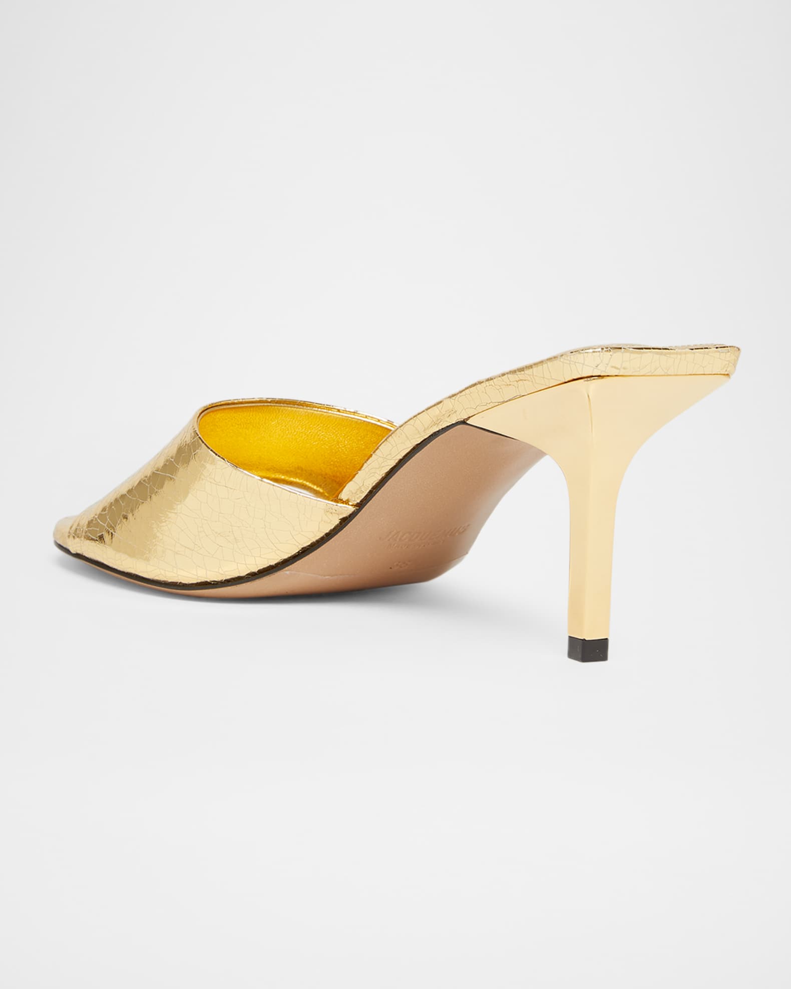 Jacquemus 70mm Les Mules Cubist Metallic Leather Sandals | Neiman