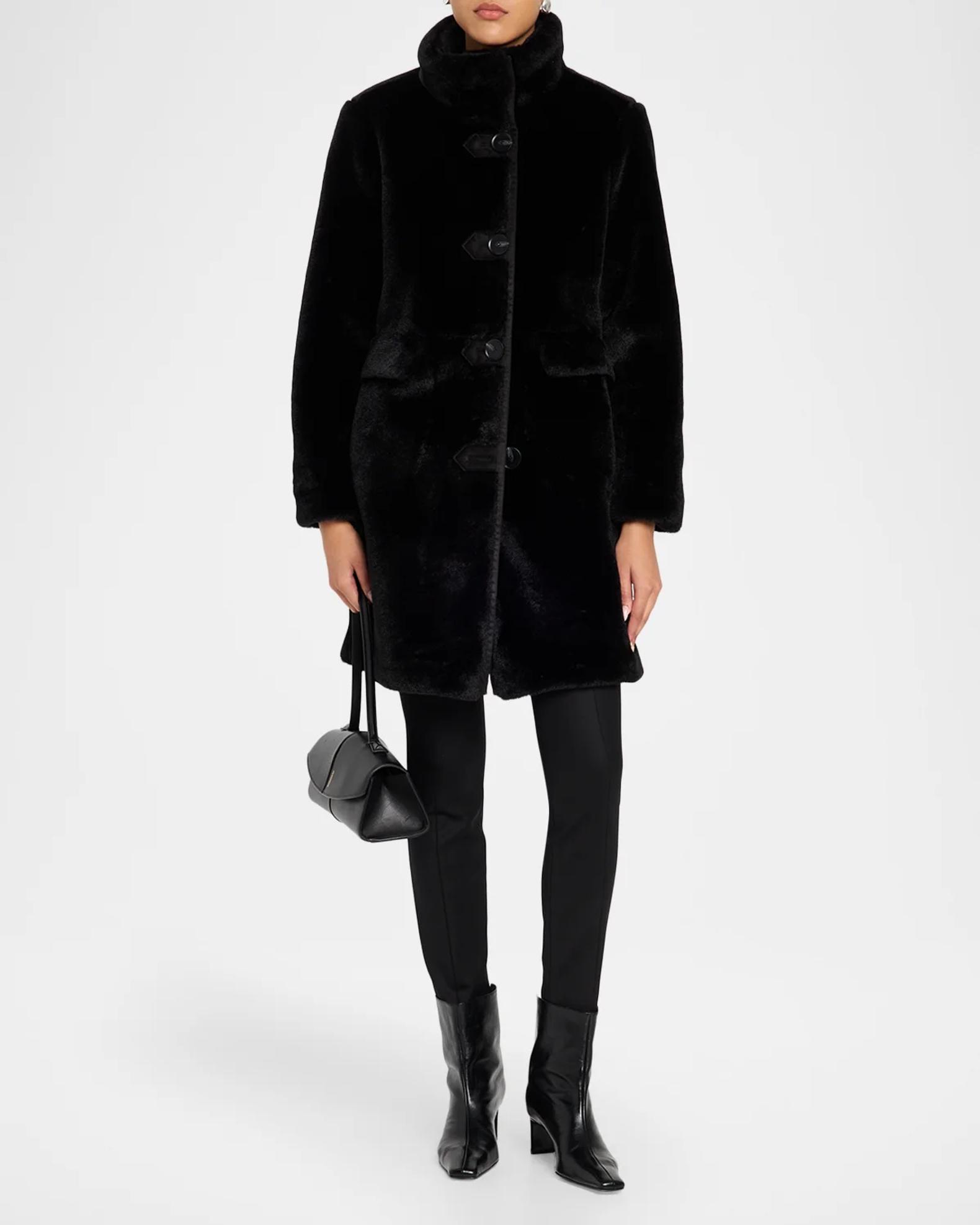 Mercer Collective Faux Fur Stand Collar Long Coat | Neiman Marcus