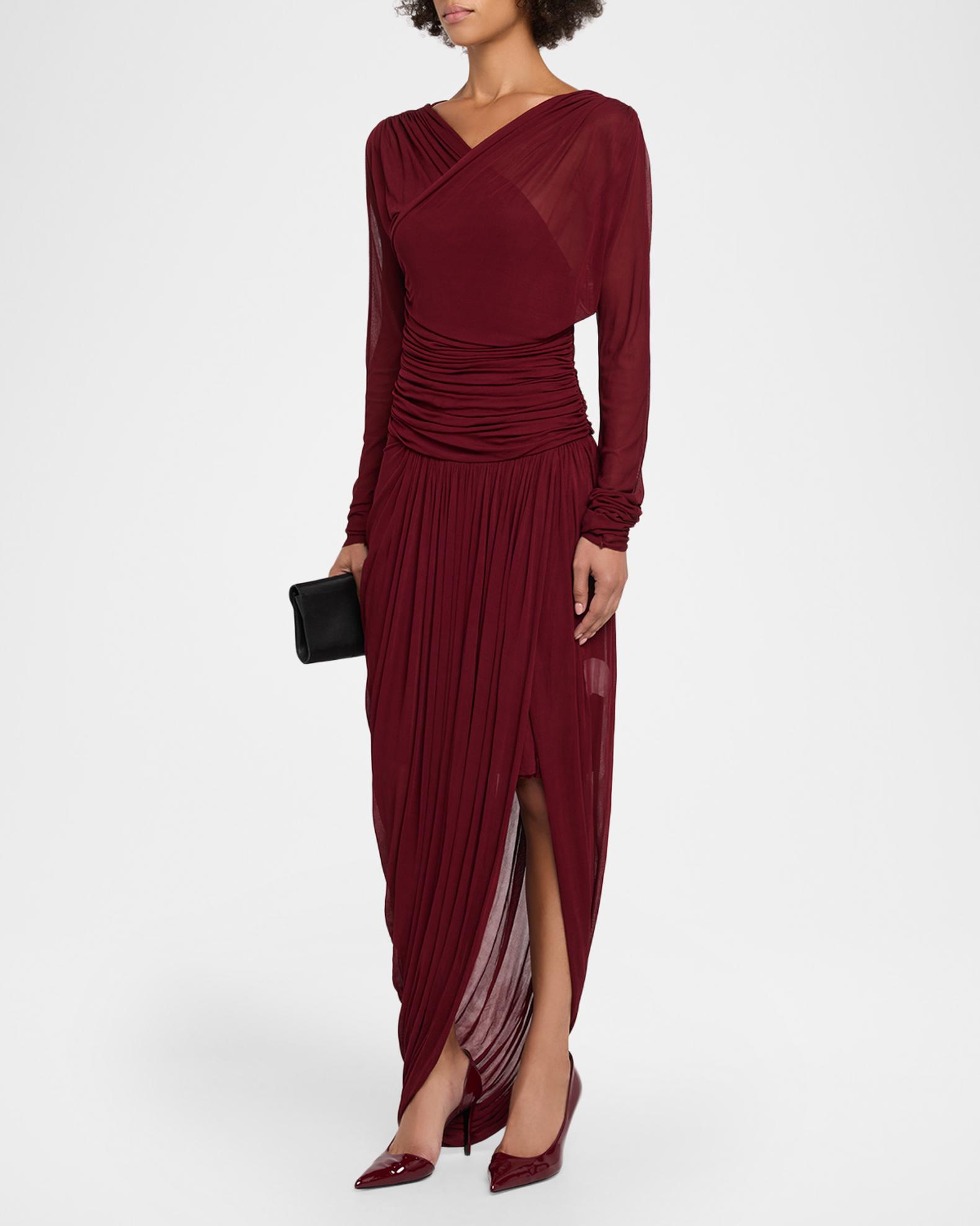 draped jersey maxi dress A.L.C. Mailie Long-Sleeve Flared skirt
