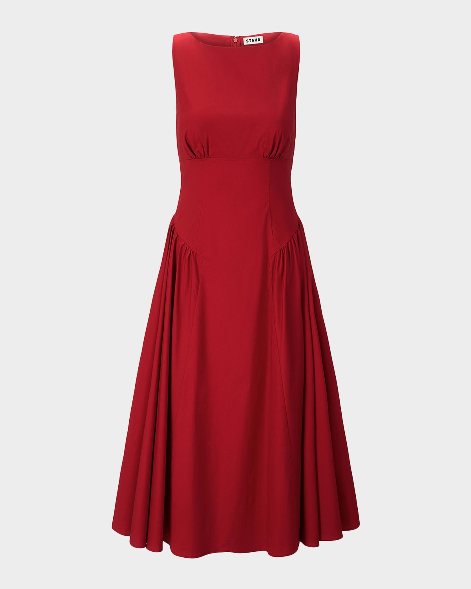 staud cotton dress Gwen Drop-Waist Midi Dress, Rouge, Women's, 36EU Staud wylie dress Size:S6: 3 years (14-16kg) __l:propriano-form-fitting-nautical-stripe-dress-anti-uv-stretch-fabric-white-light-blue Polka dots but make The Dillon Dress is