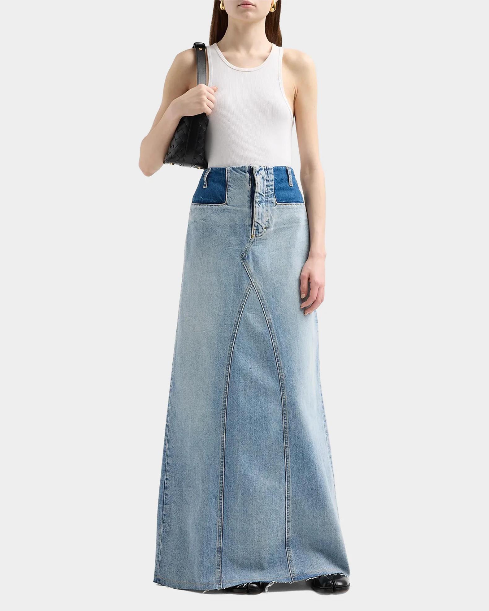 MM6 Maison Margiela Two-Tone Denim Maxi Skirt | Neiman Marcus