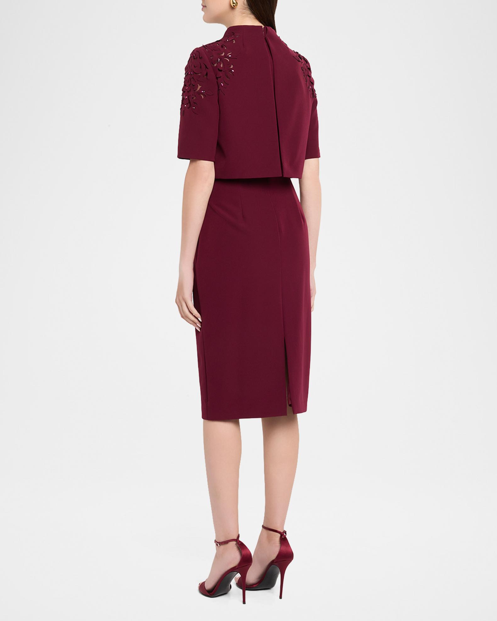 Aidan Mattox Layered Stretch Crepe Bodycon Midi Dress