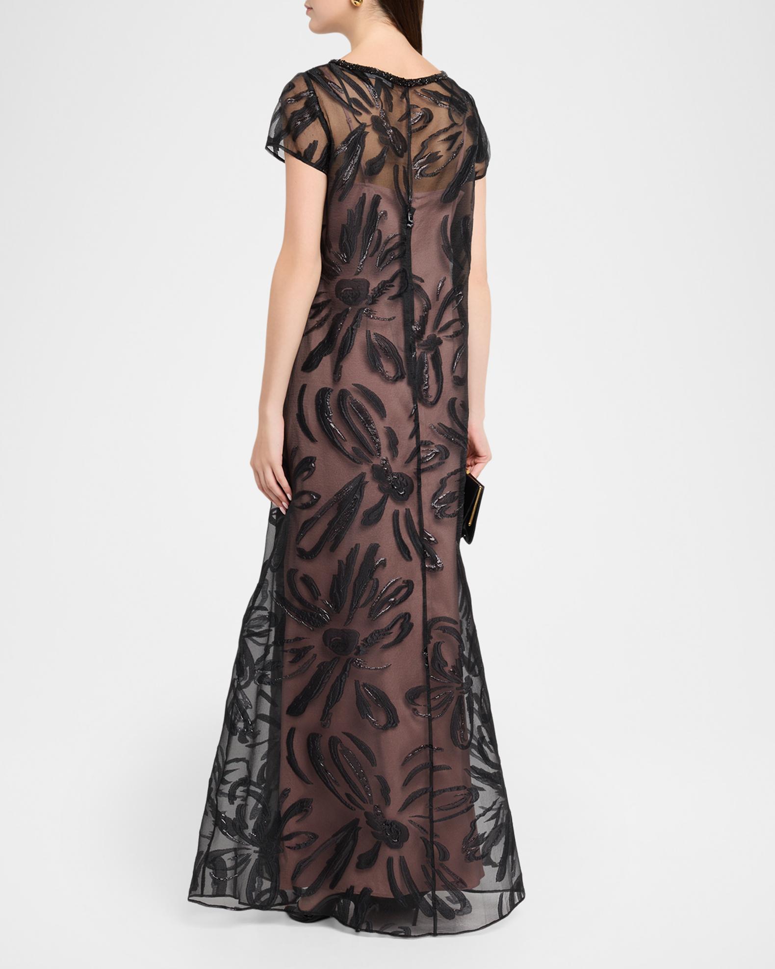 AIDAN MATTOX　ロングフォーマルドレス　「４ 」/ ９号程度 Aidan Mattox Metallic Floral Organza Jacquard Gown | Neiman Marcus