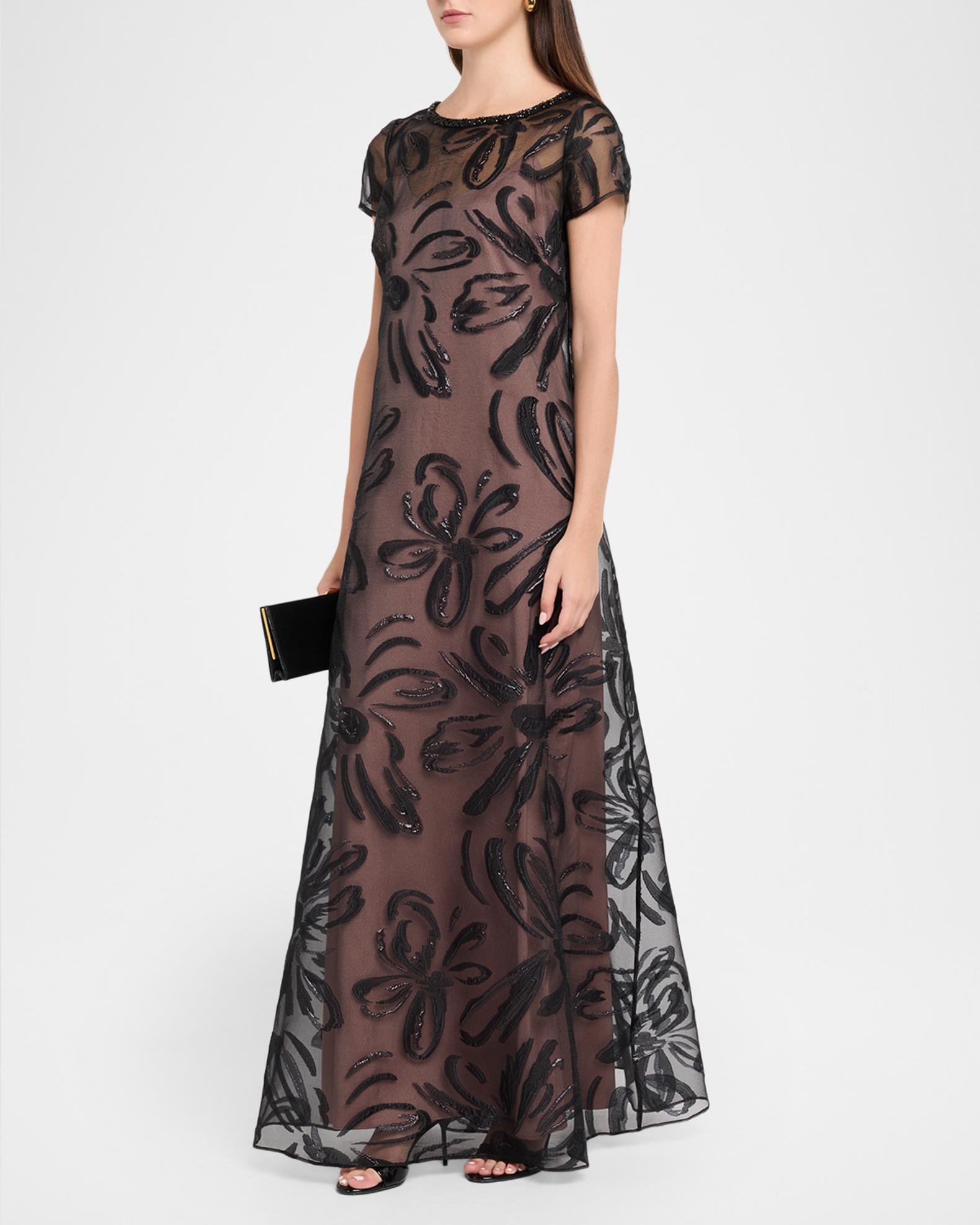 Aidan Mattox Metallic Floral Organza Jacquard Gown | Neiman Marcus