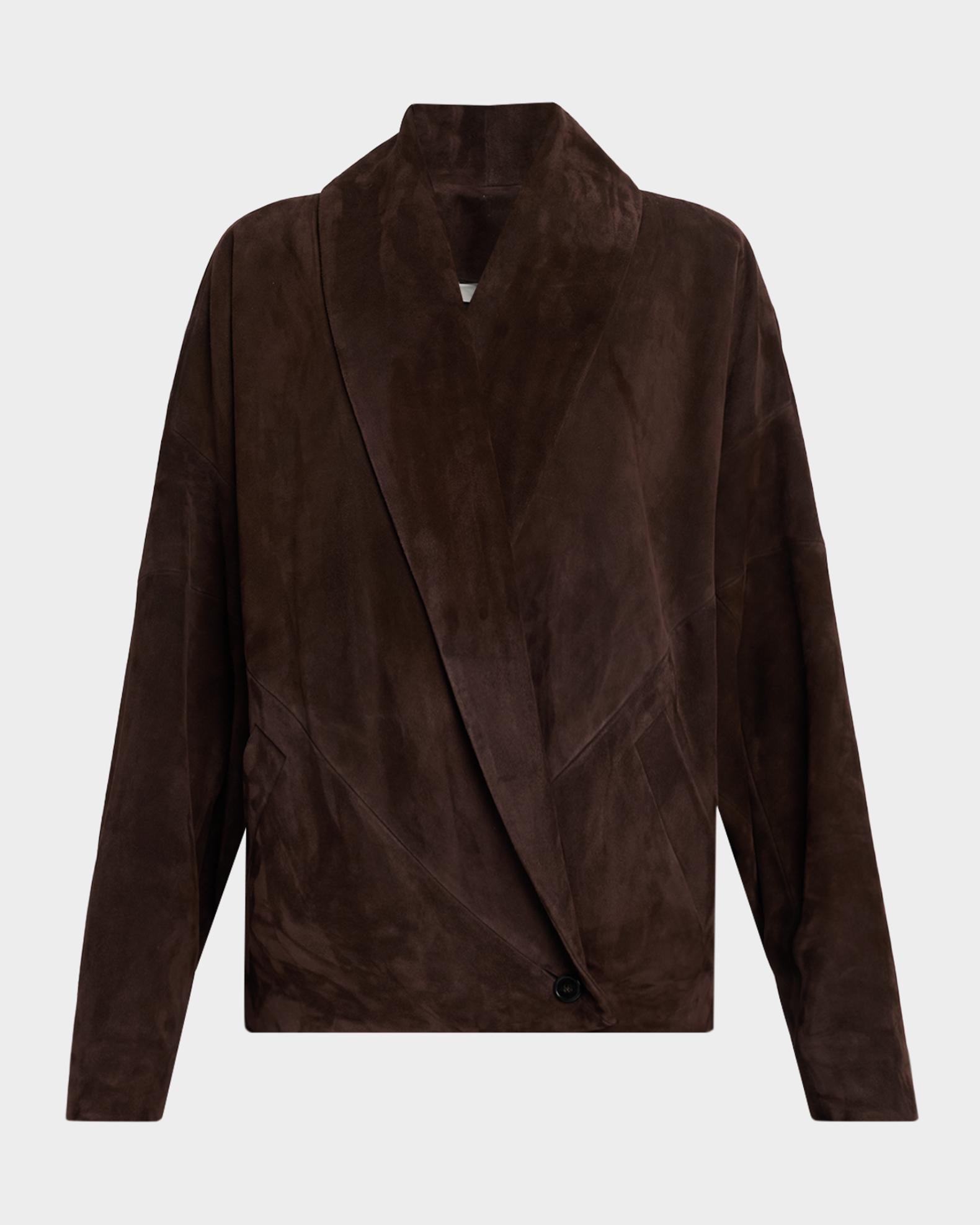 Co Shawl-Lapel Suede Wrap Jacket | Neiman Marcus