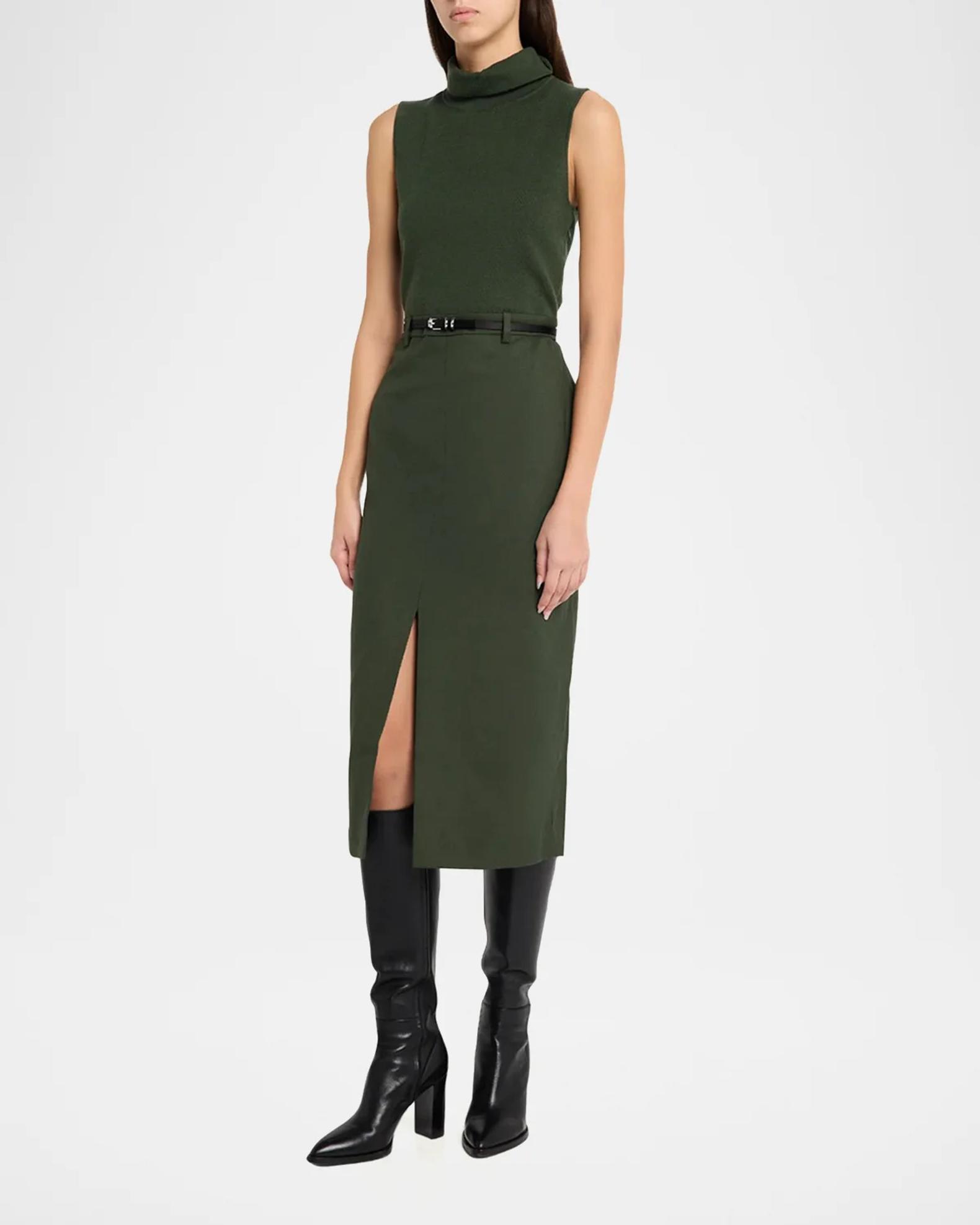theory knit combo dress in recycled satin Funnel-Neck Midi summer sundress