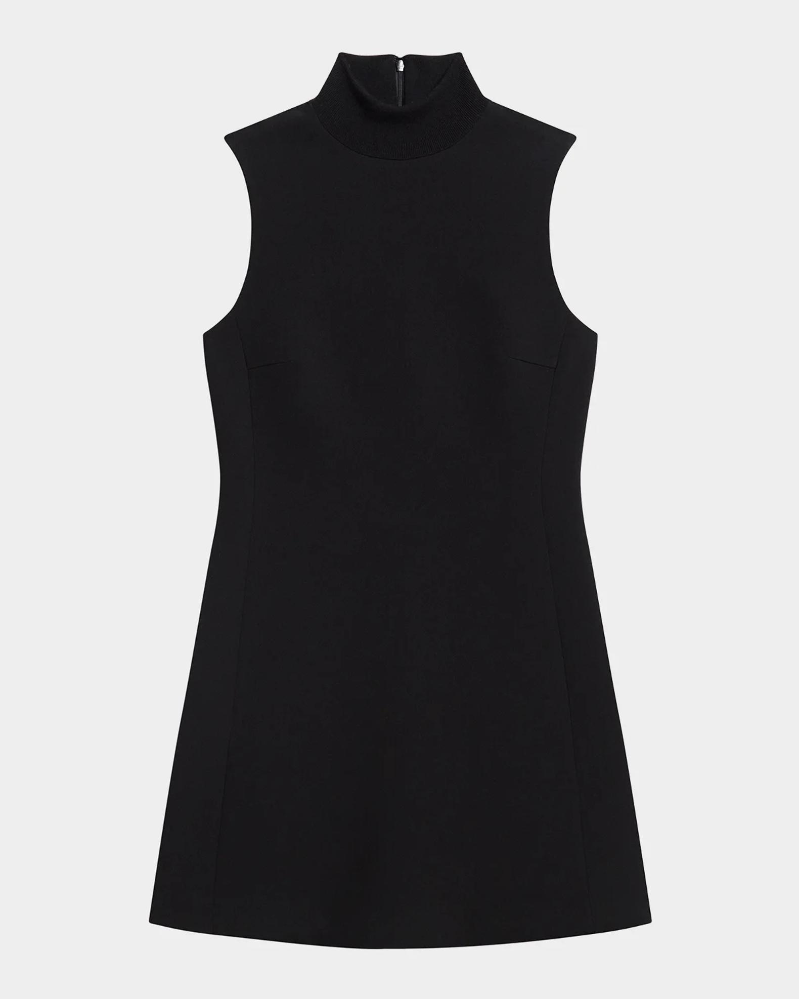 Theory Women's Mock Neck Sleeveless A Line Dress - Black