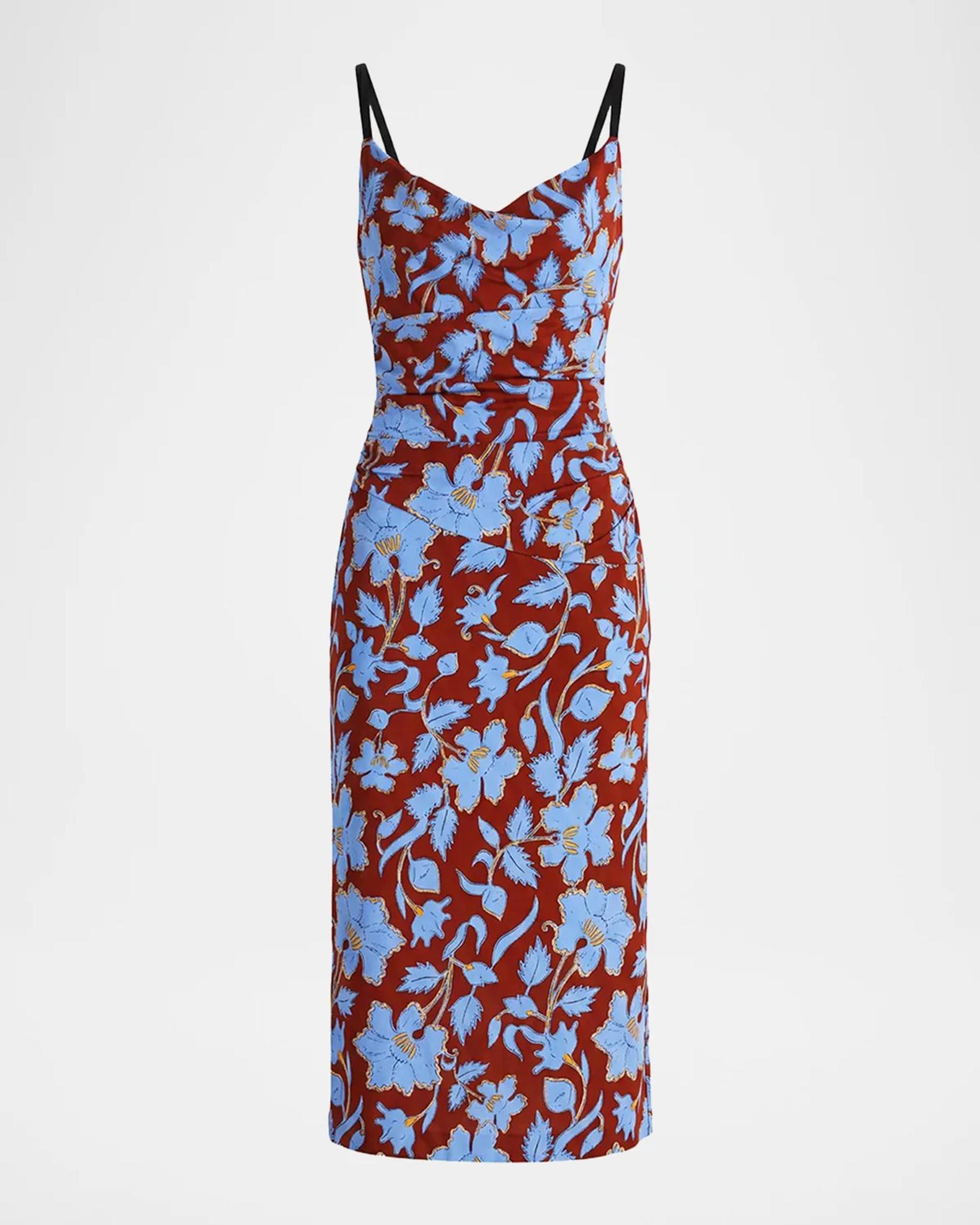 jersey slip midi dress Diane von Furstenberg Claudia Floral-Print BF22-DRESS