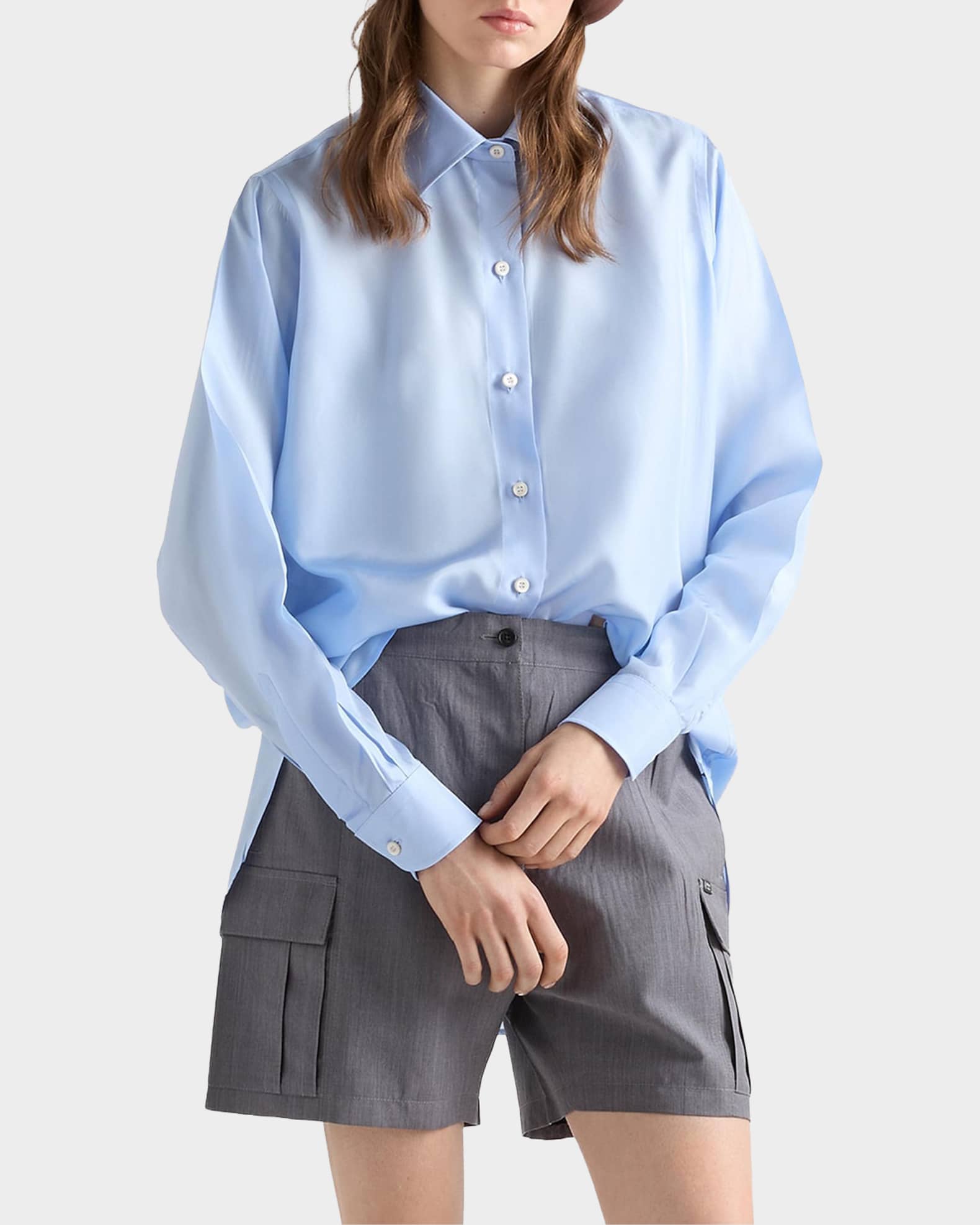Prada Silk Poplin Shirt | Neiman Marcus