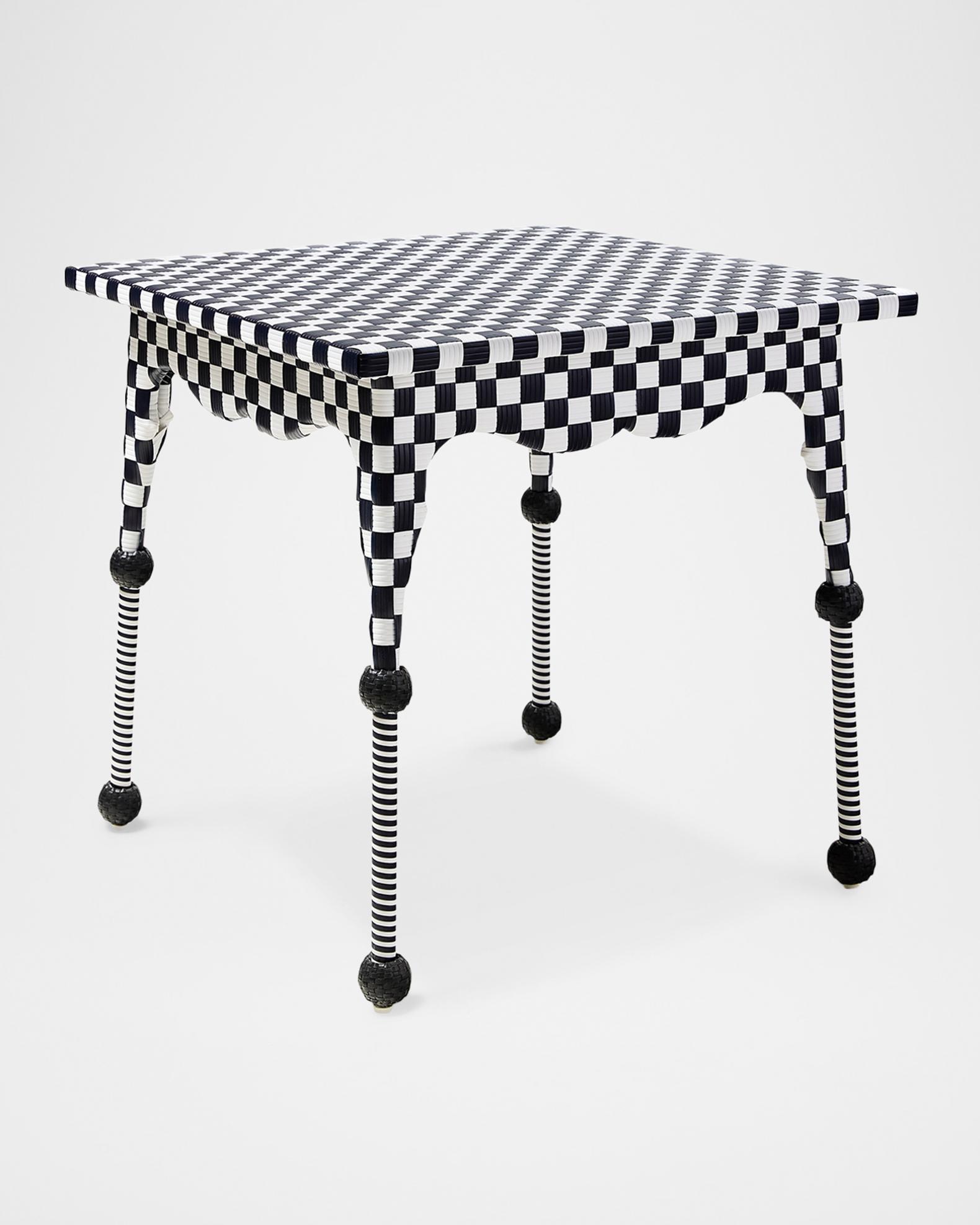 MacKenzie-Childs Gambit Check Outdoor Patio Dining Table | Neiman Marcus