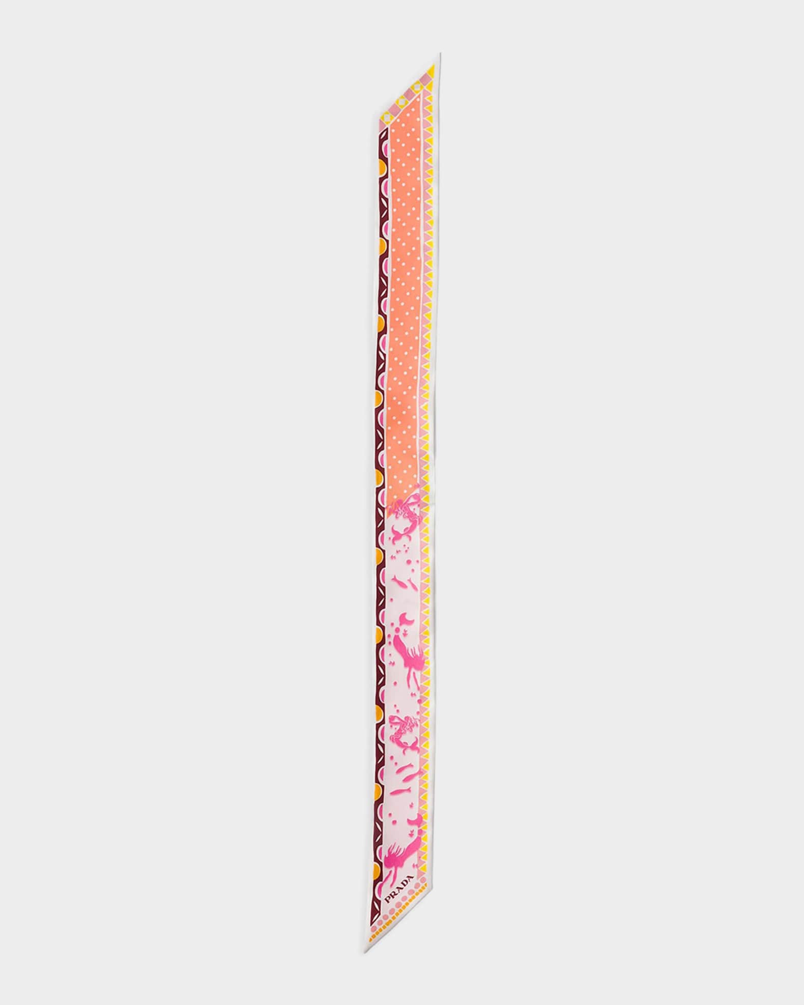 Prada Printed Silk Twill Skinny Scarf | Neiman Marcus