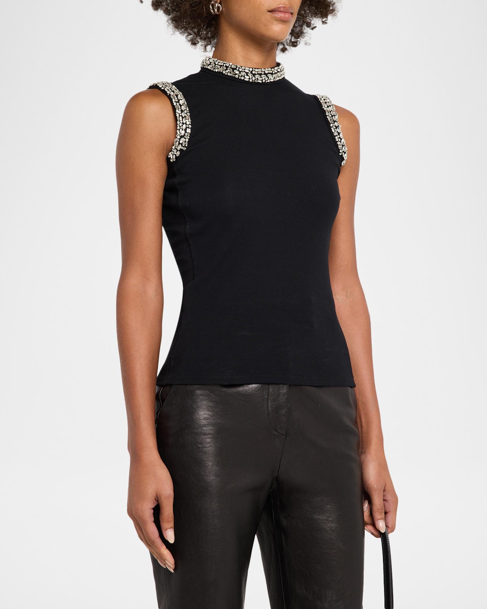 Generation Love Lavinia Crystal-Embellished Mock-Neck Tank Top