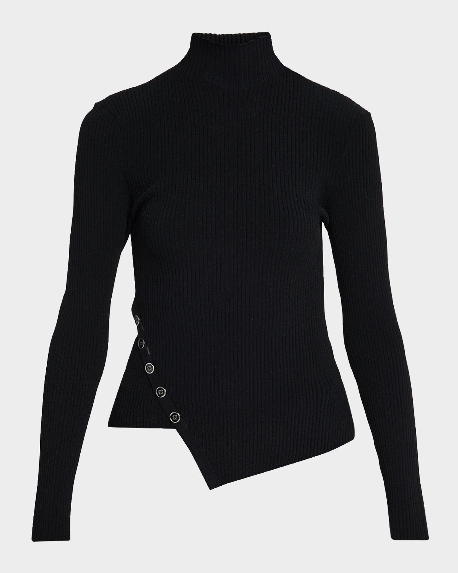 Autumn Cashmere Asymmetric Rib-Knit Turtleneck Sweater | Neiman Marcus
