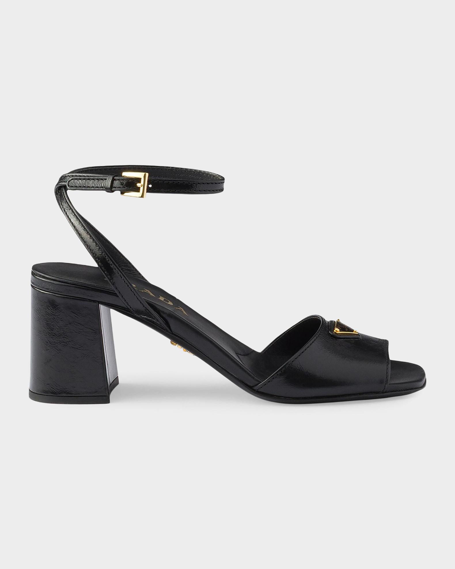 Prada 65MM Leather Ankle-Wrap Sandals | Neiman Marcus