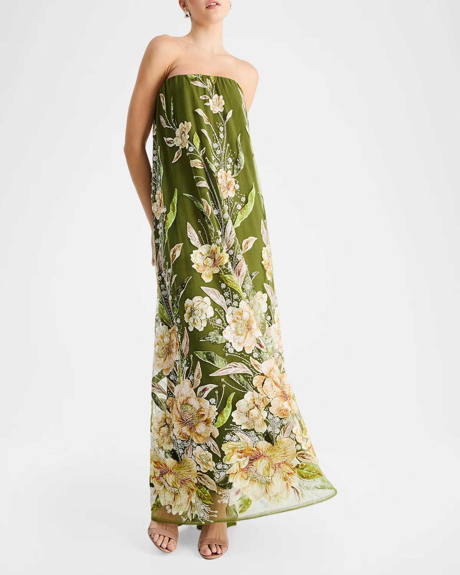 helsi beaded dress Margot Floral Applique Maxi Size:Plus-4X-20W-22W Birthday Dresses Strapless Beaded Floral Gown Ash & Erie Pink Maxi dress