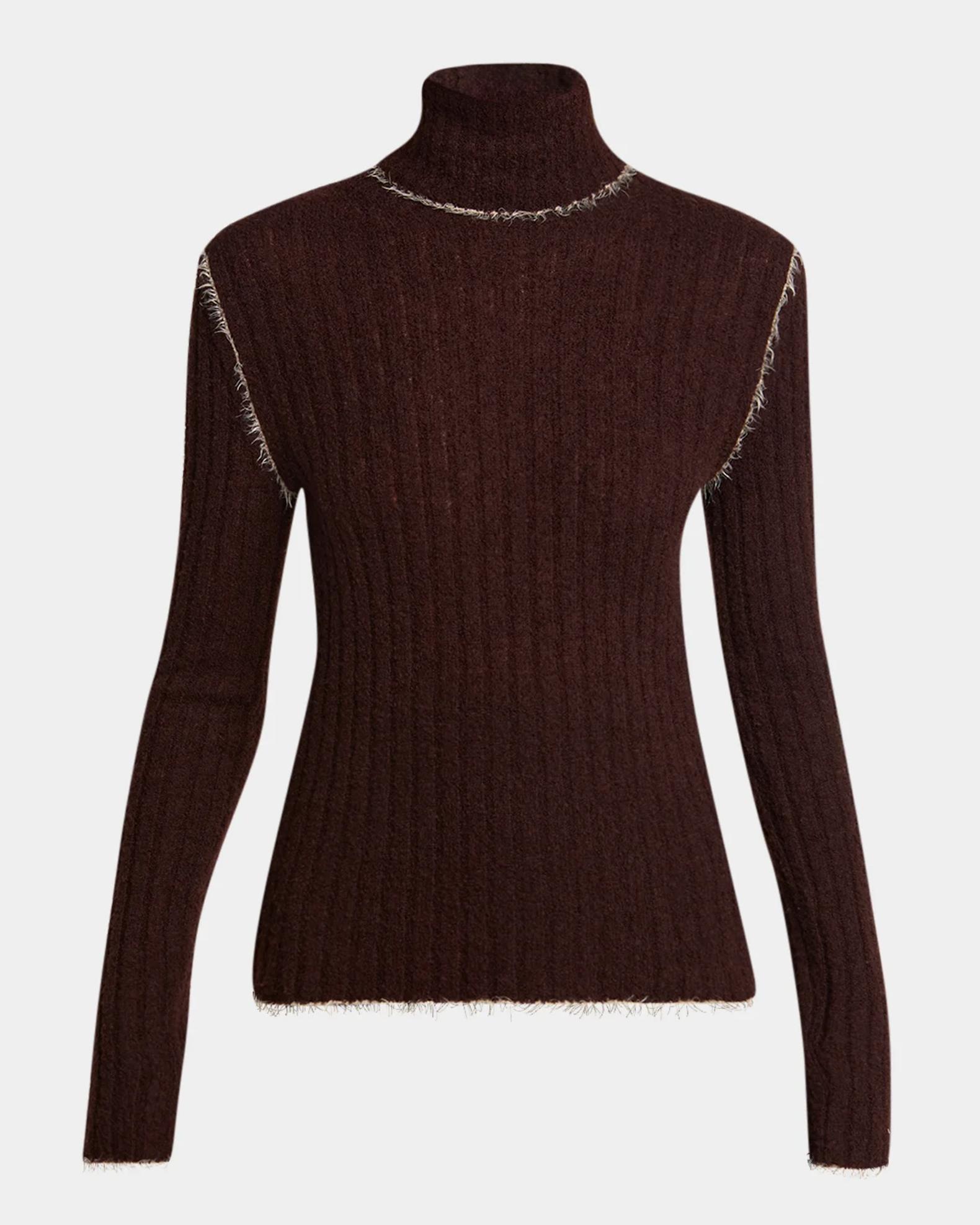 Moncler Wool-Blend Fringed Turtleneck Sweater | Neiman Marcus