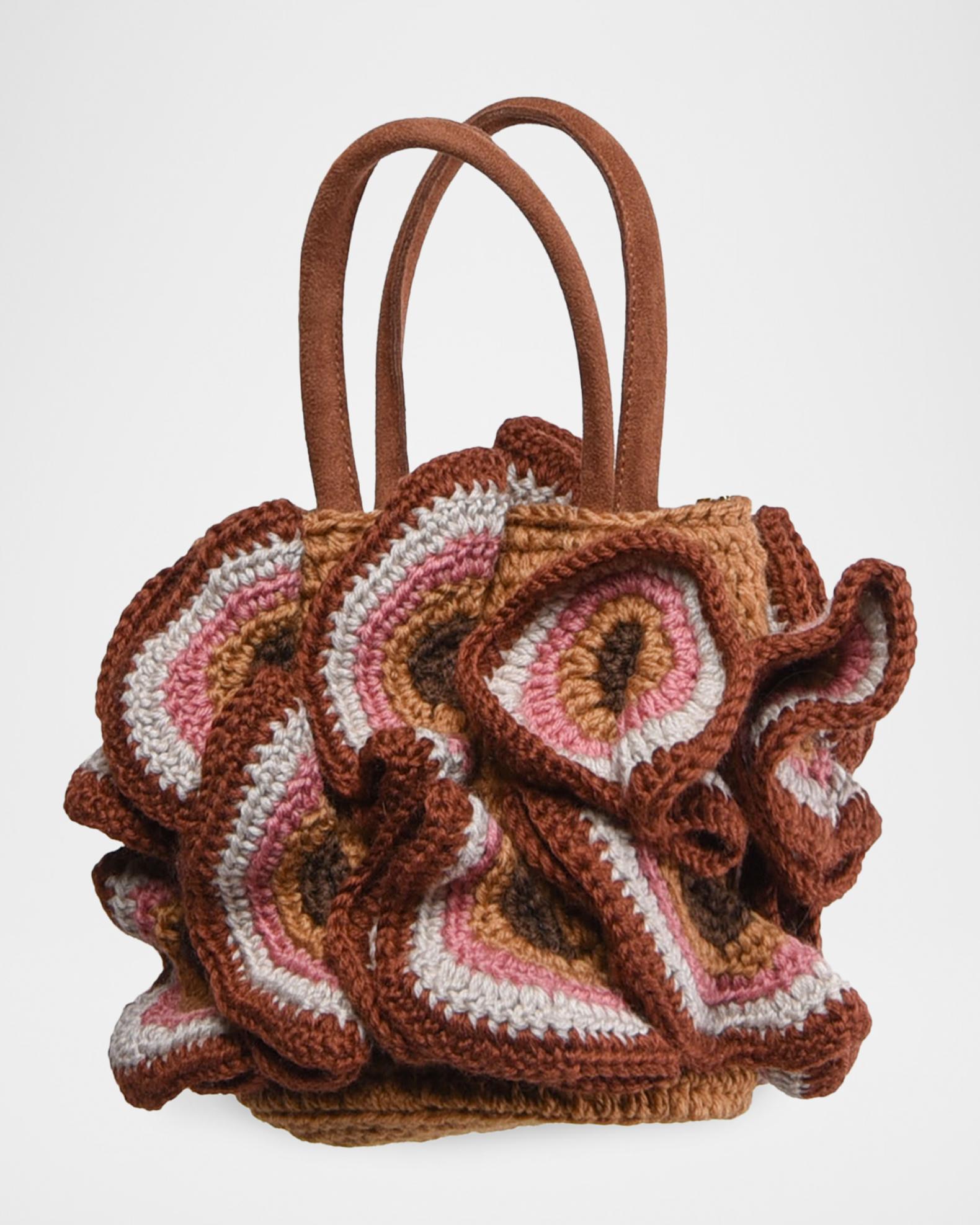 バッグ flower jacquard clutch bag Farm Rio Crochet Flower Top-Handle Bag | Neiman Marcus