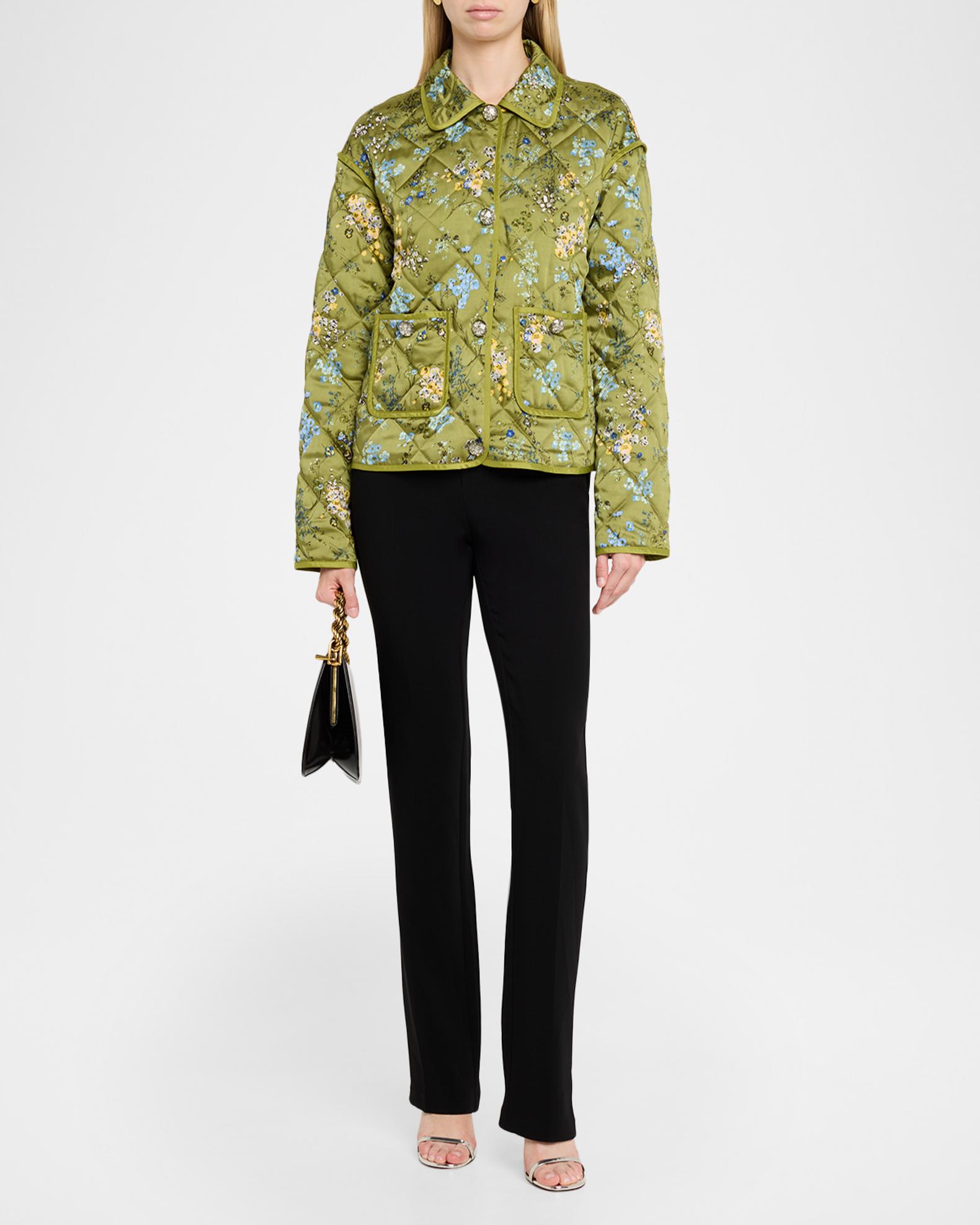Cinq à Sept Windswept Floral Quilted Jacket | Neiman Marcus