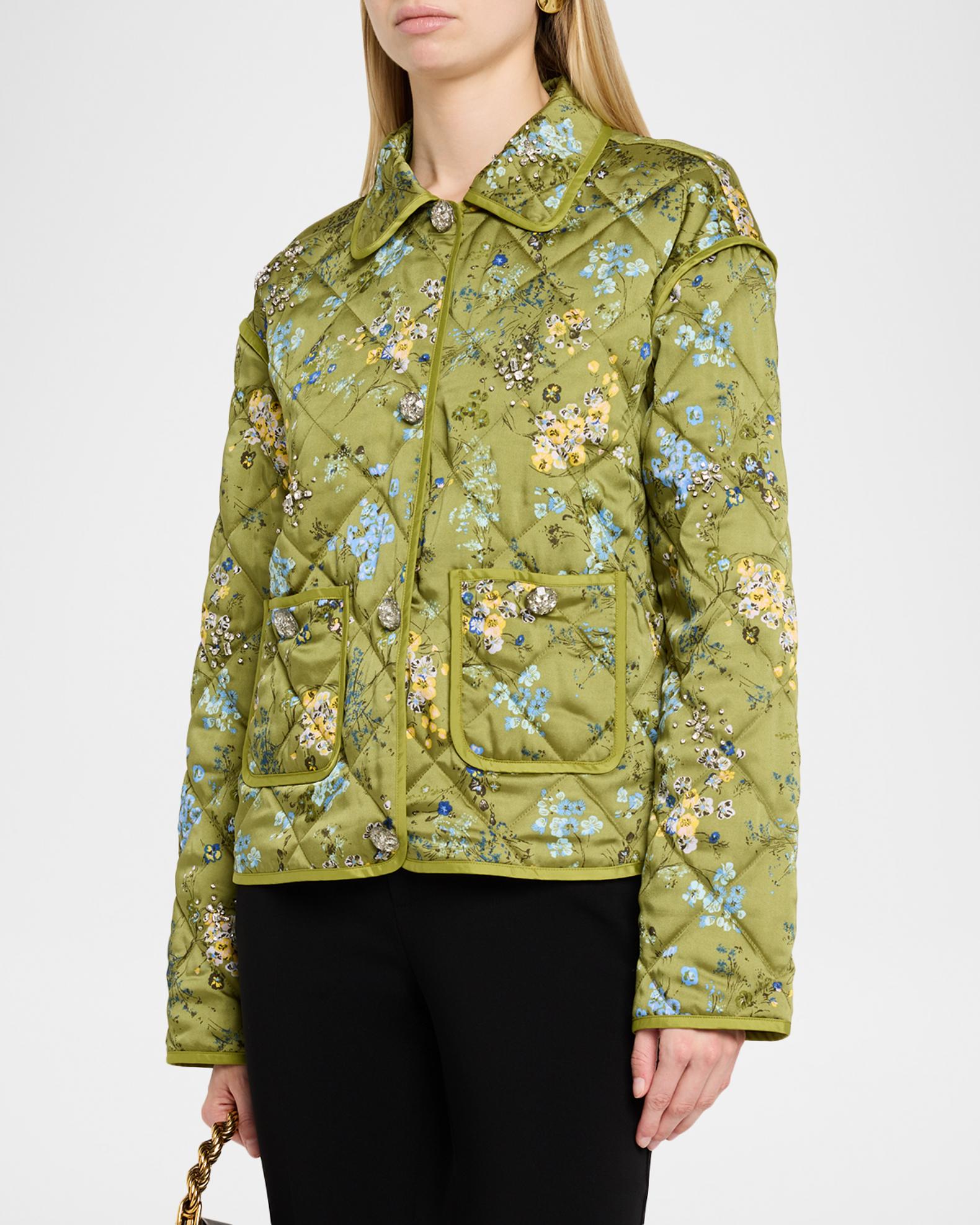 Cinq à Sept Windswept Floral Quilted Jacket | Neiman Marcus