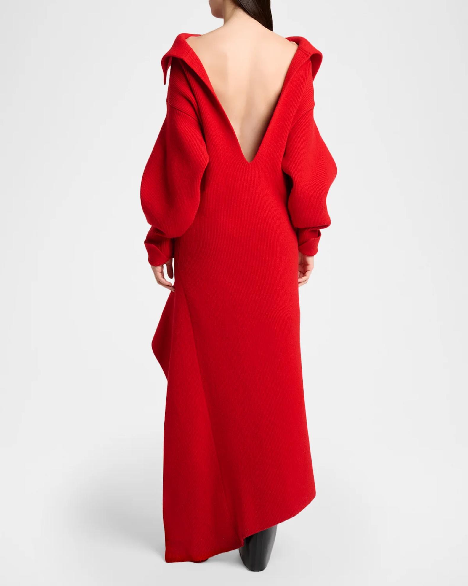 Givenchy High-Neck Slashed Wool-Cashmere Asymmetric Mini Sweater Dress
