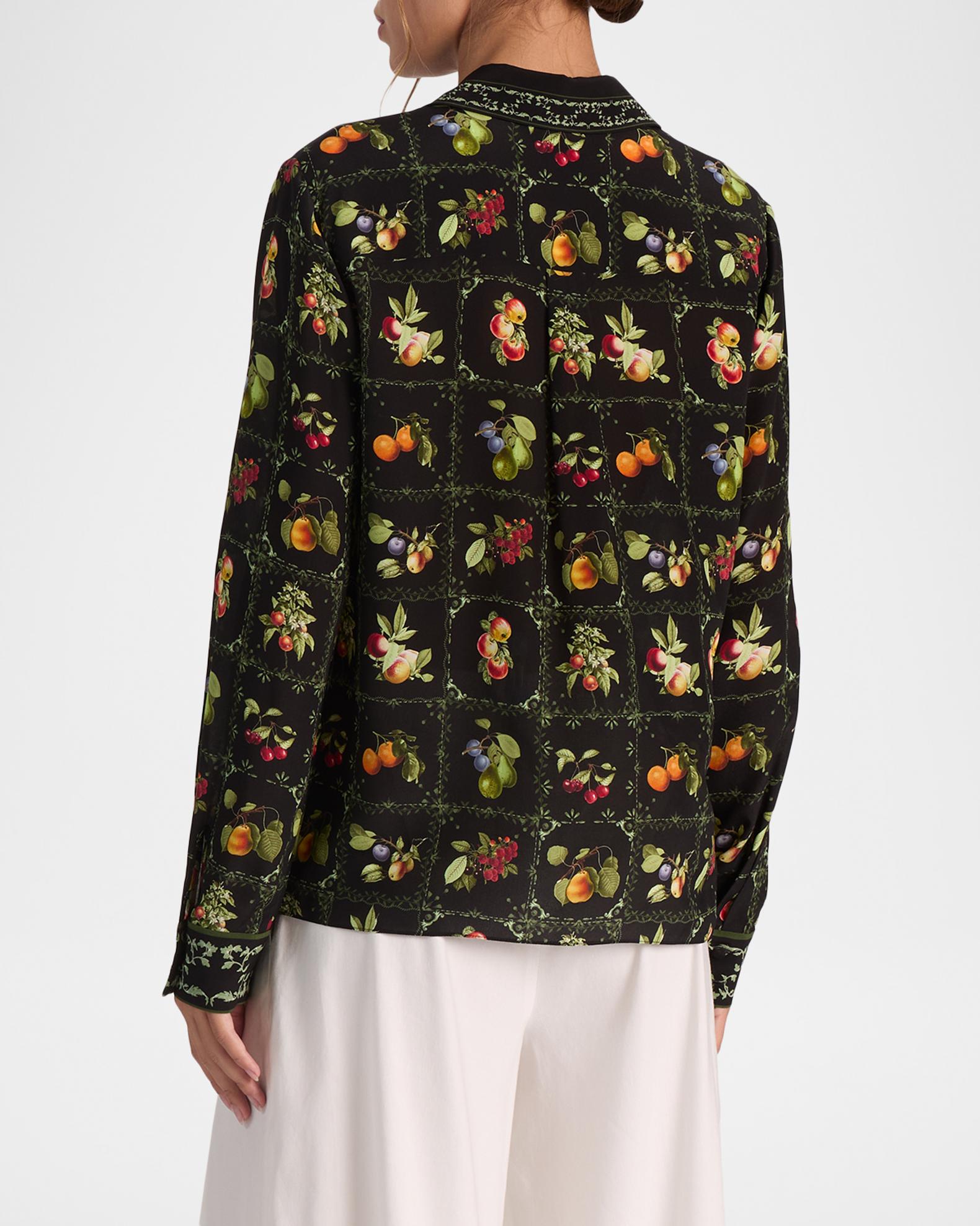 ALICE + OLIVIA Willa Silk Placket Top | Neiman Marcus
