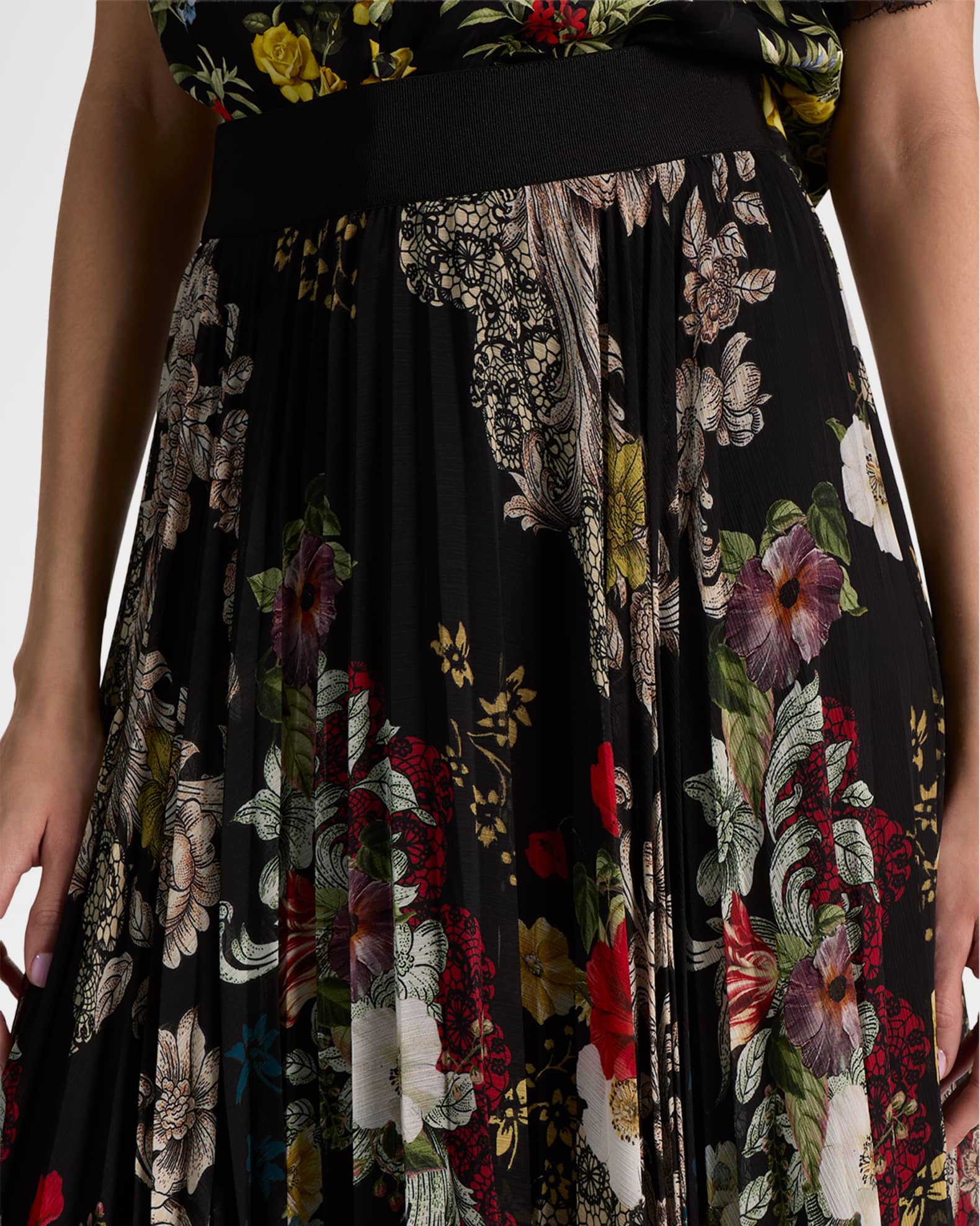 ALICE + OLIVIA Katz Pleated Maxi Skirt | Neiman Marcus