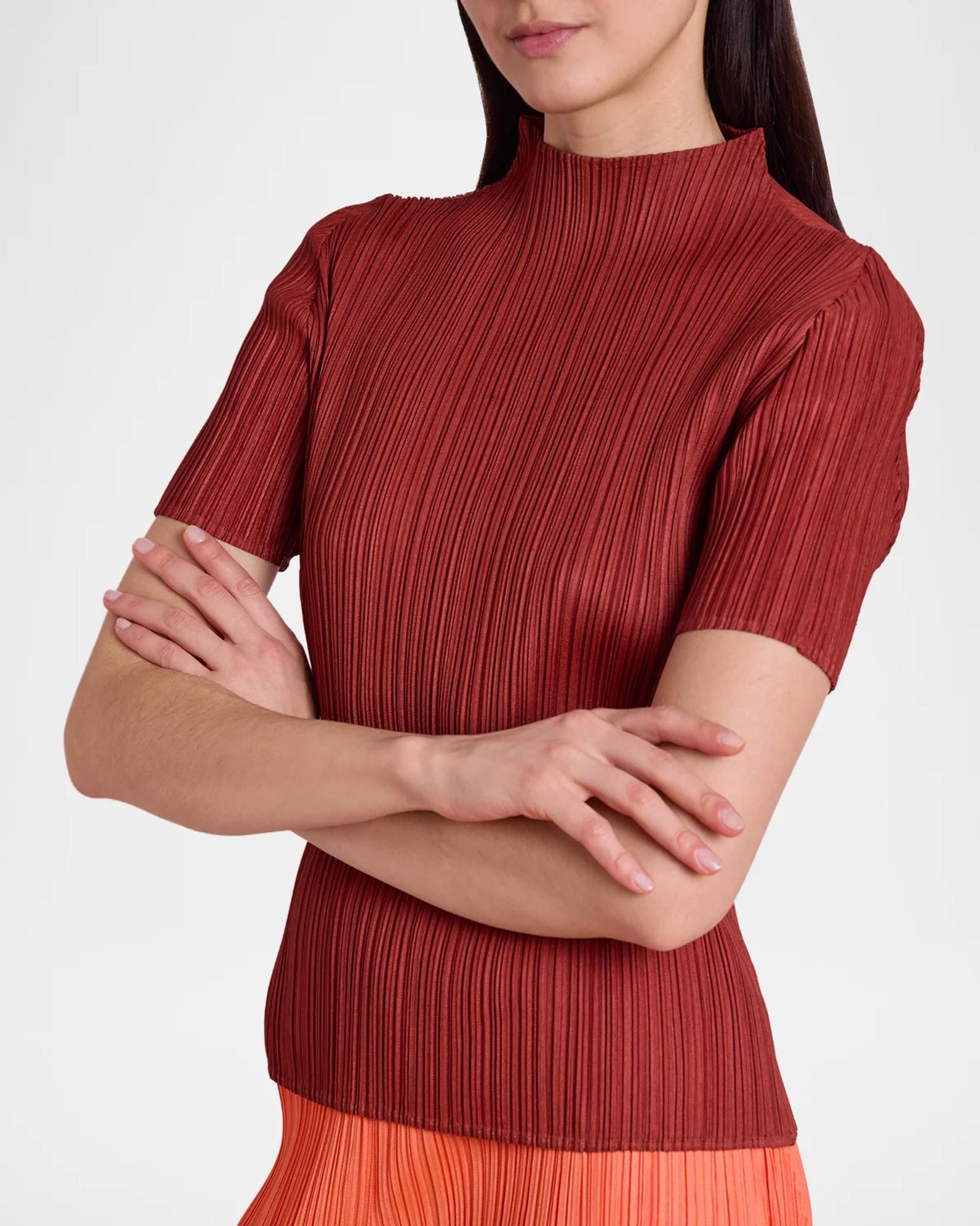 Issey Miyake Monthly Colors: September Pleats Short-Sleeve Top