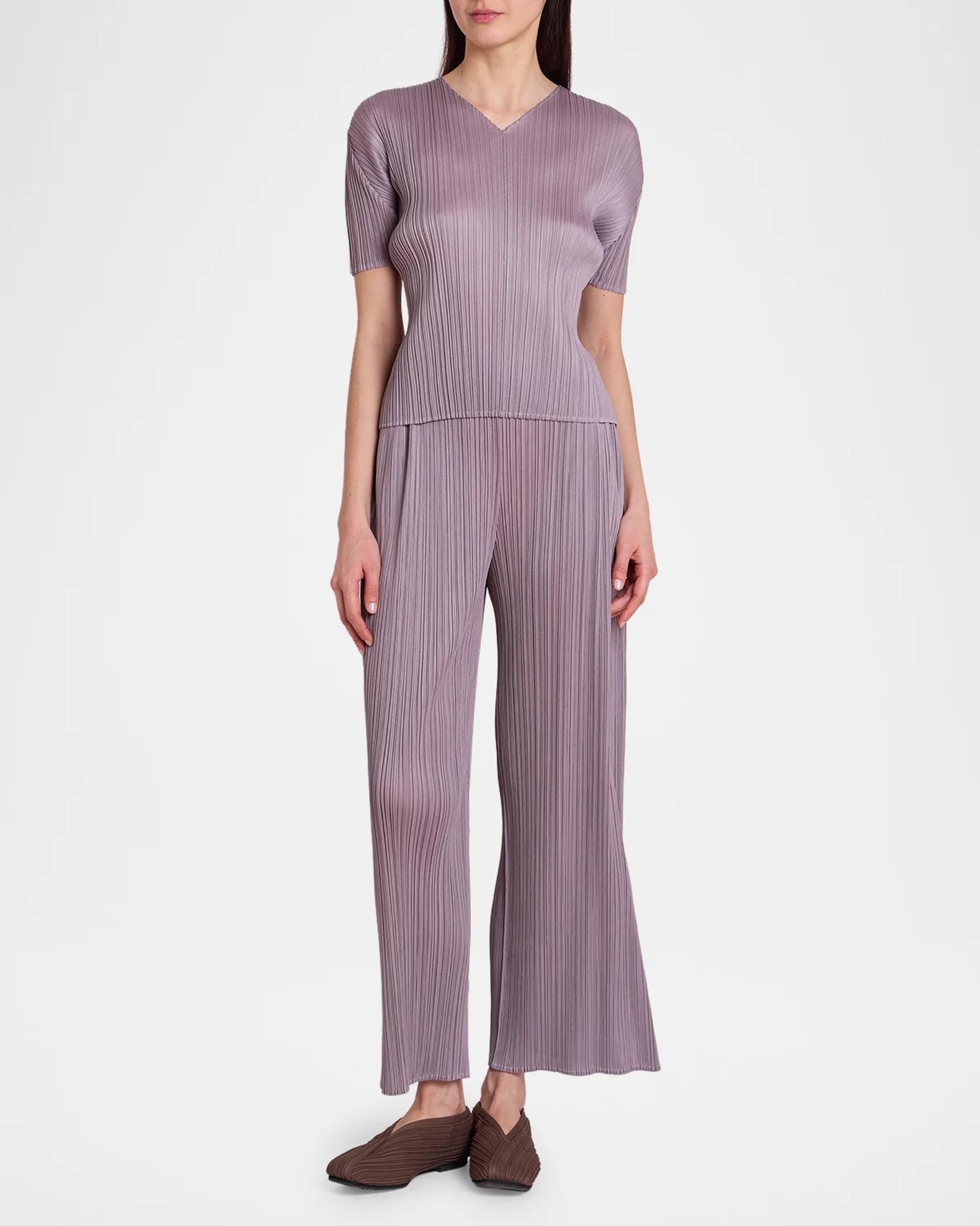 Issey Miyake Monthly Colors: August Pleats Wide-Leg Ankle Pants