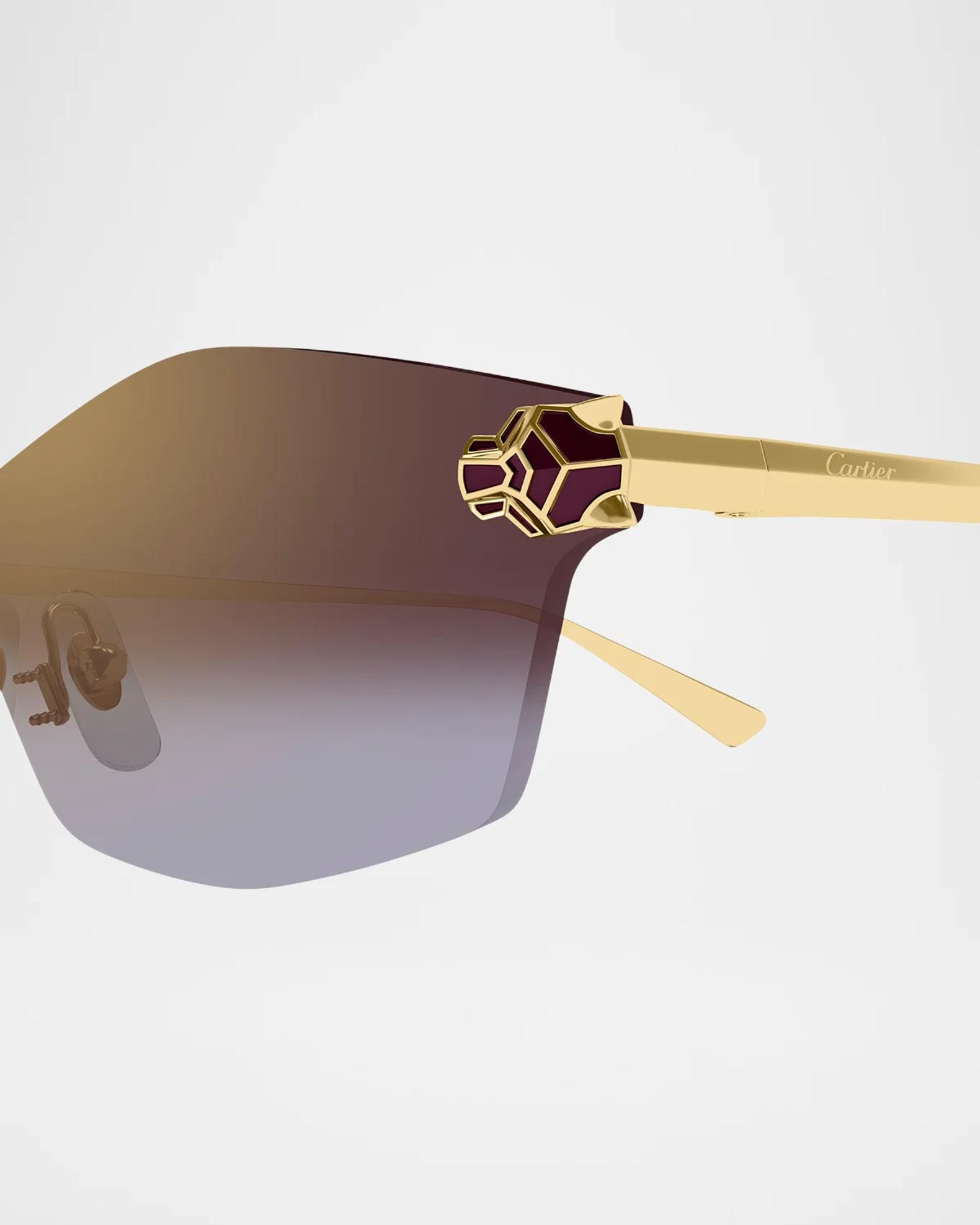 Cartier Panthère Classic 24k Gold-Plated Rimless Shield Sunglasses ...