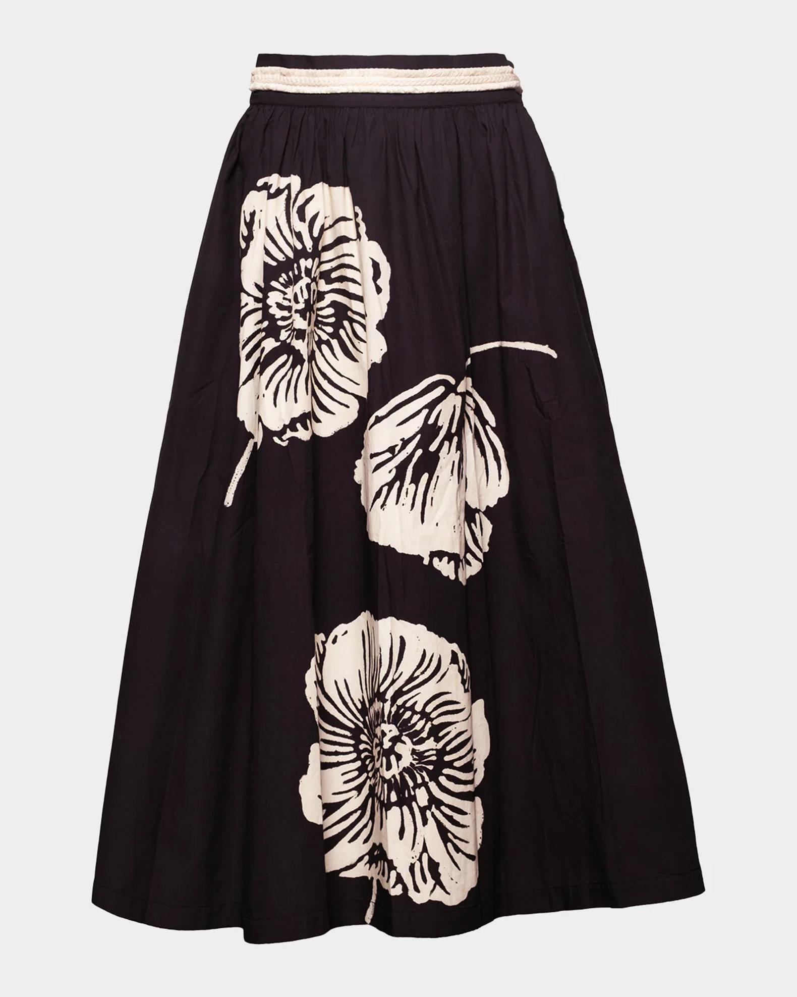定価以下24th deres Floren floating wrapskirt Frances Valentine Phoebe Floral-Print Cotton Poplin Midi Skirt