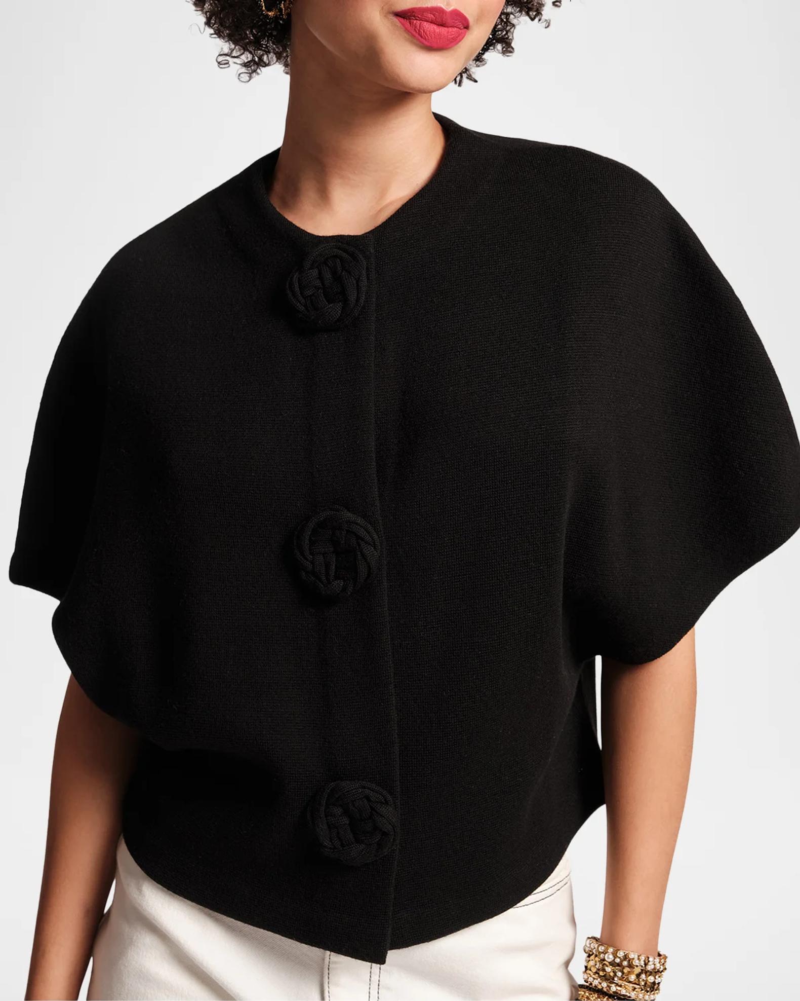Frances Valentine Carnegie Floral Applique Wool Shrug | Neiman Marcus