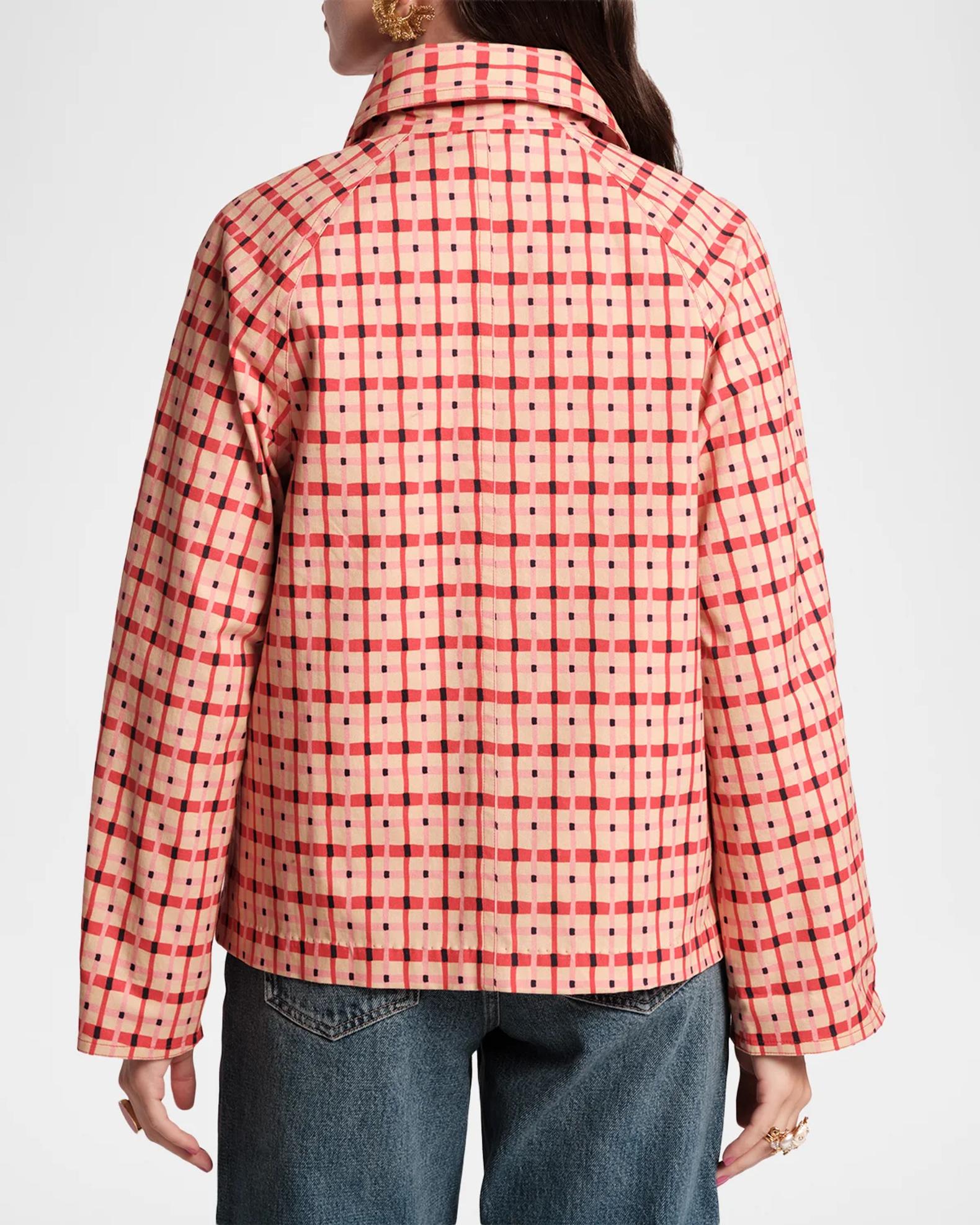 Frances Valentine Spiffy Check-Print Short Trench Coat | Neiman Marcus