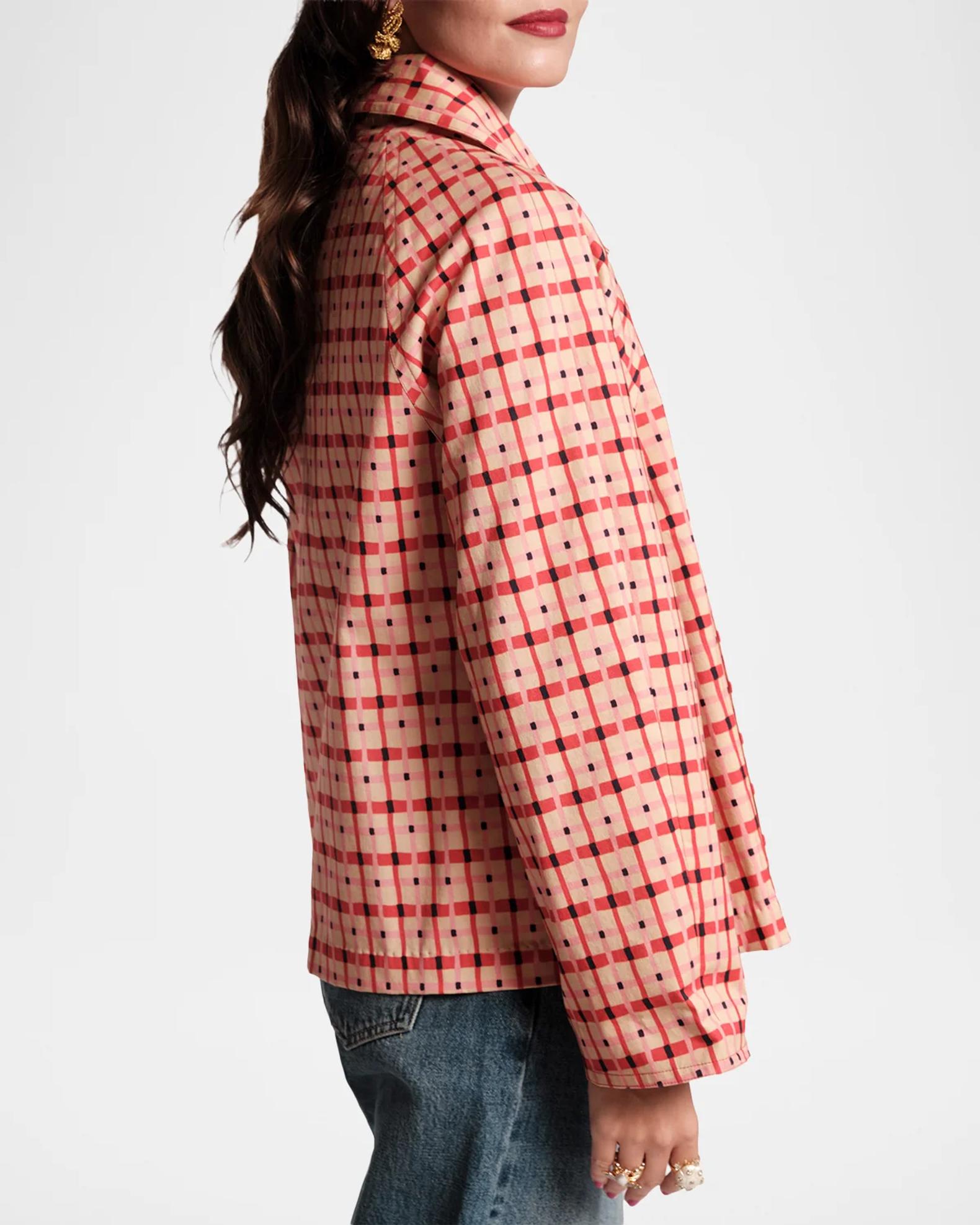 Frances Valentine Spiffy Check-Print Short Trench Coat | Neiman Marcus