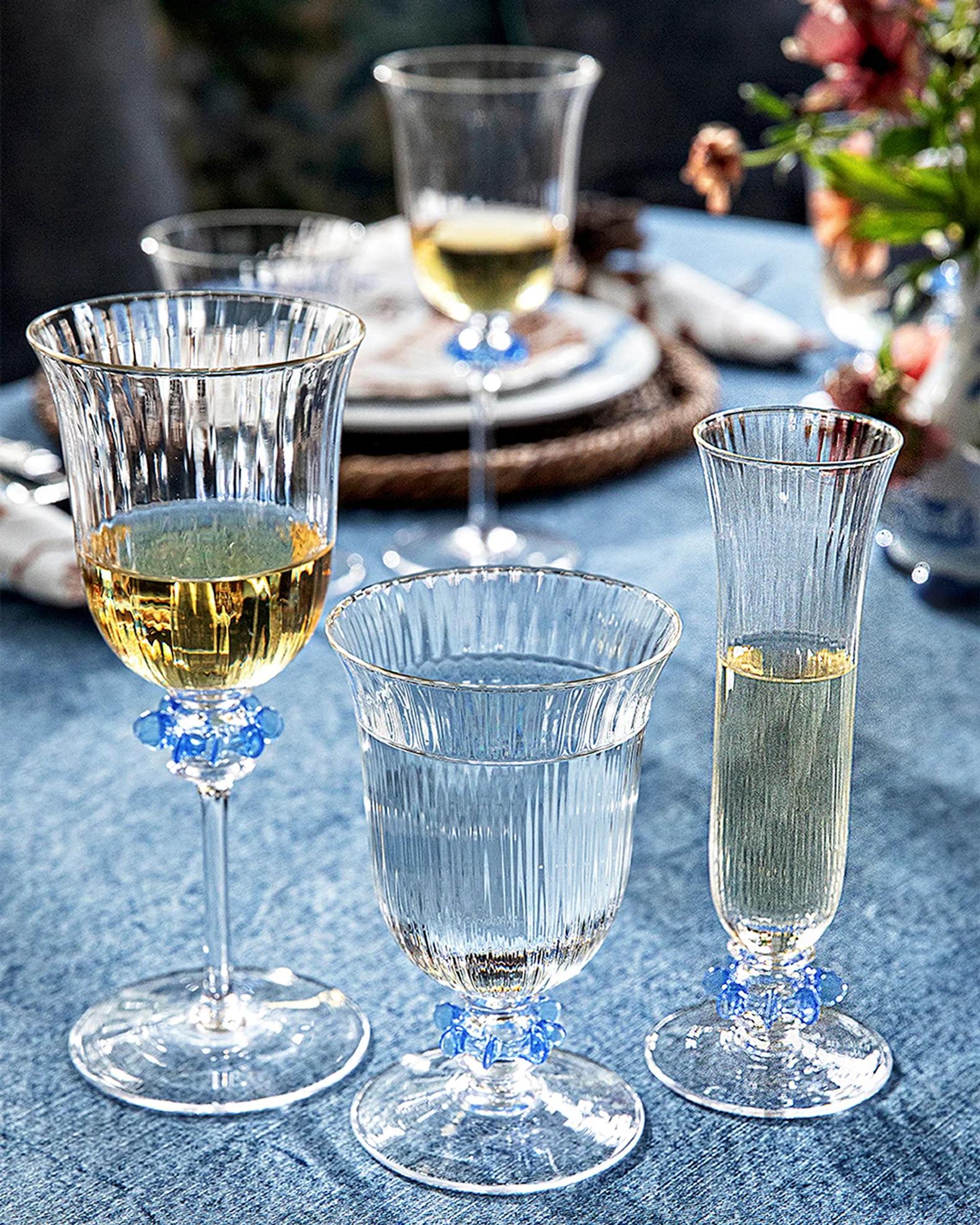 Juliska Nell Ruffle 5 oz. Champagne Flute, Chambray | Neiman Marcus
