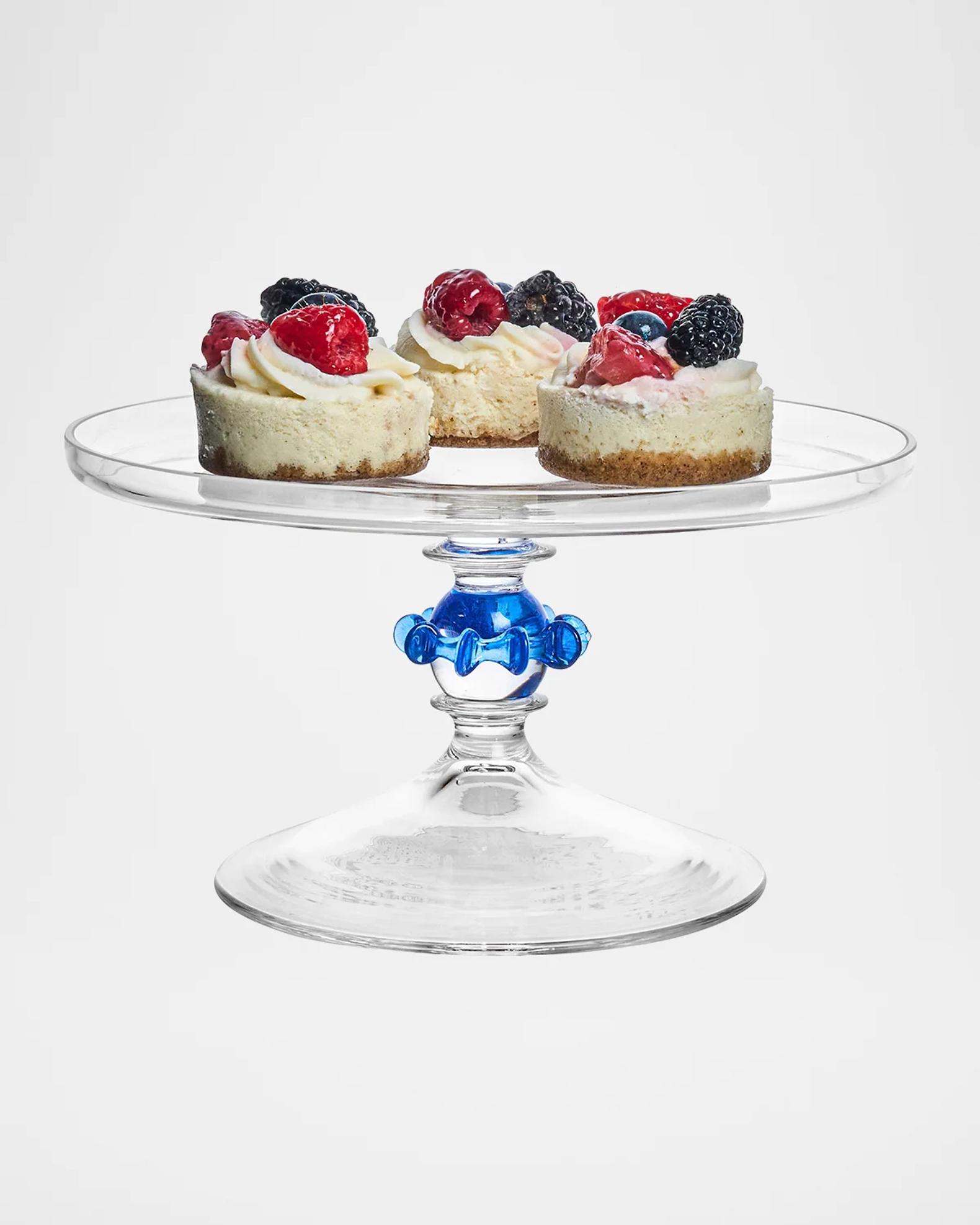 Juliska Nell Ruffle Petite Cake Dome & Stand, Chambray | Neiman Marcus