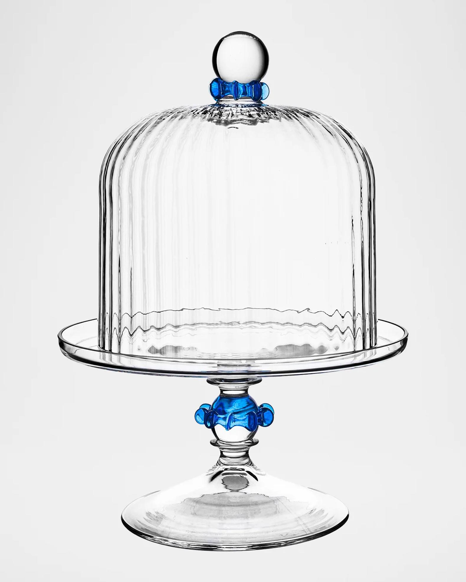 Juliska Nell Ruffle Petite Cake Dome & Stand, Chambray | Neiman Marcus