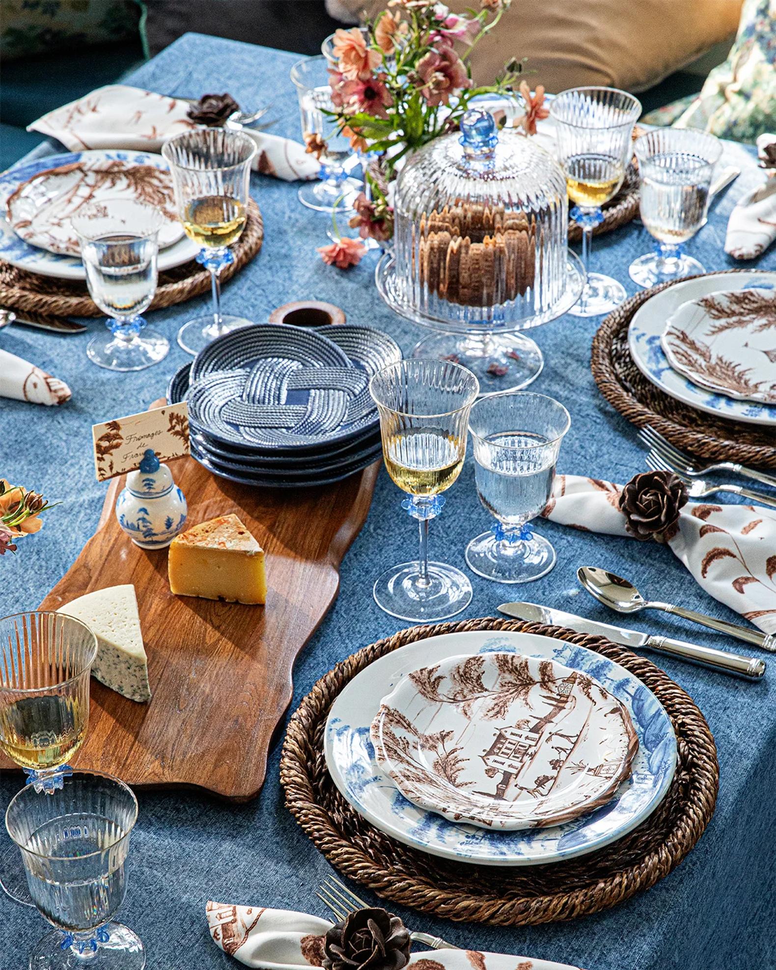 Juliska Nell Ruffle Petite Cake Dome & Stand, Chambray | Neiman Marcus