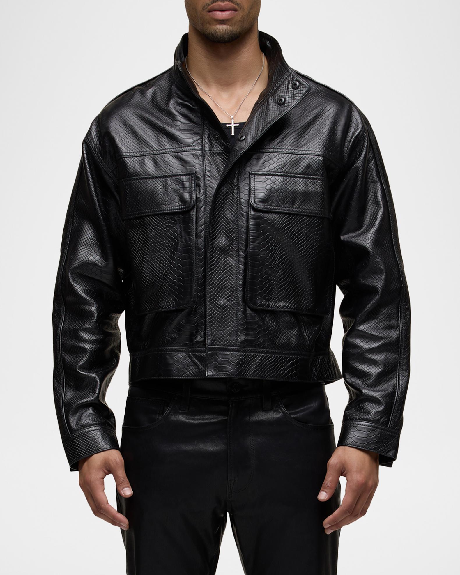 Hudson Men's Leather Stand-Collar Jacket | Neiman Marcus