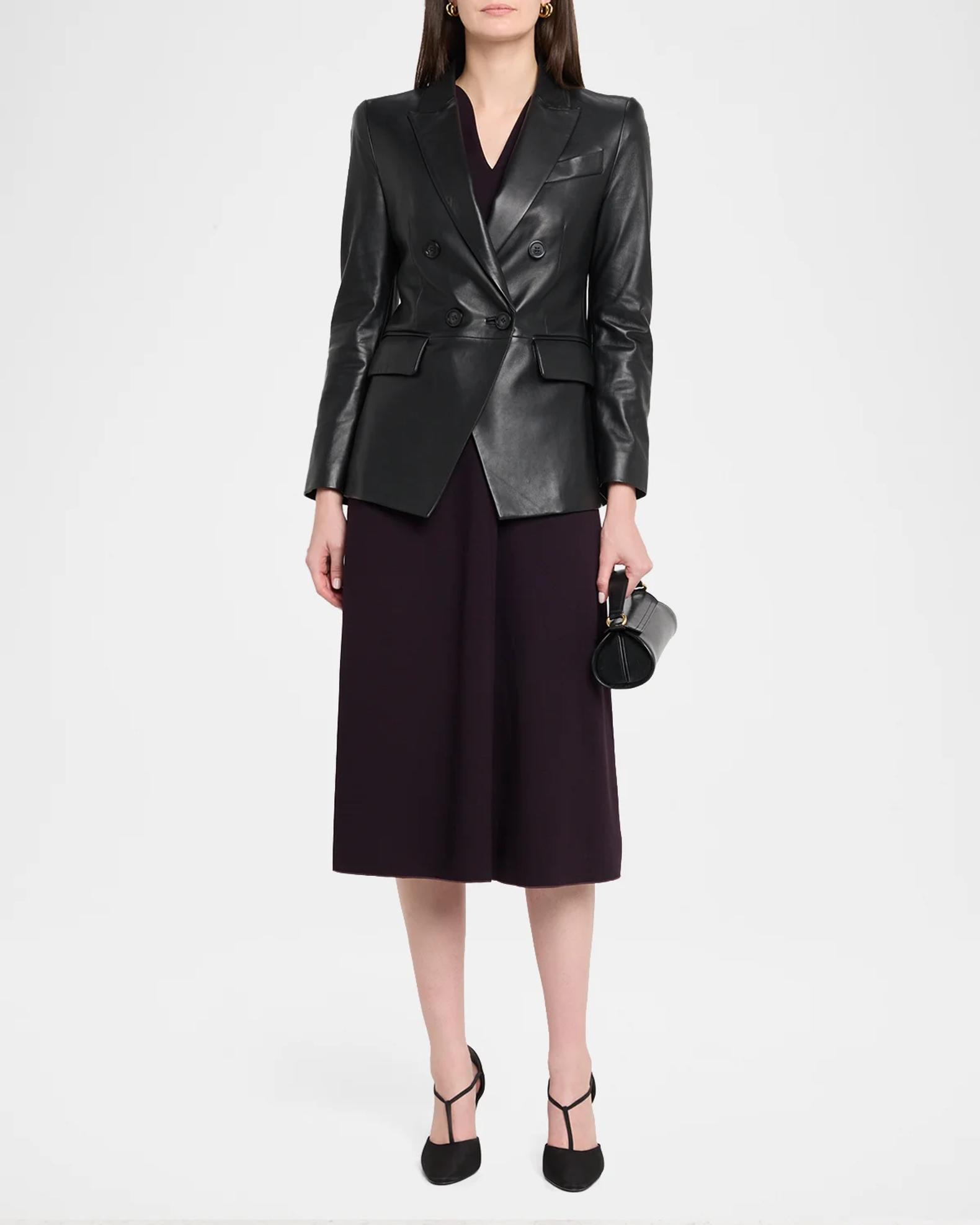 Emporio Armani Double-Breasted Leather Jacket | Neiman Marcus
