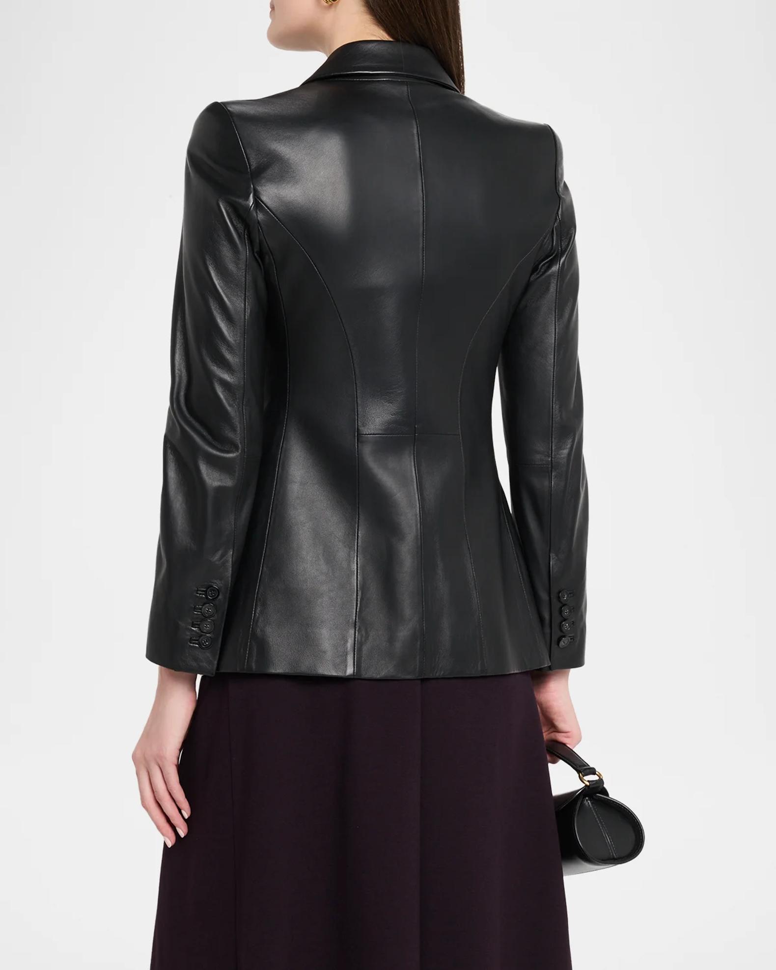 Emporio Armani Double-Breasted Leather Jacket | Neiman Marcus