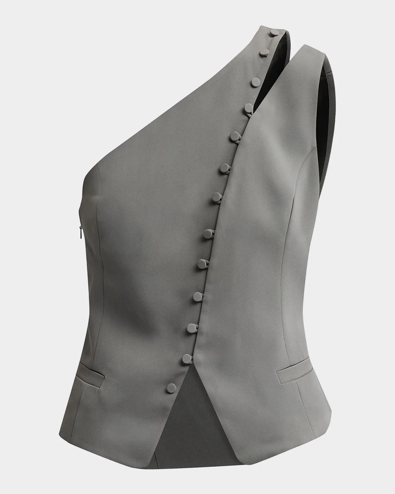L'AGENCE Zinnia One-Shoulder Vest | Neiman Marcus