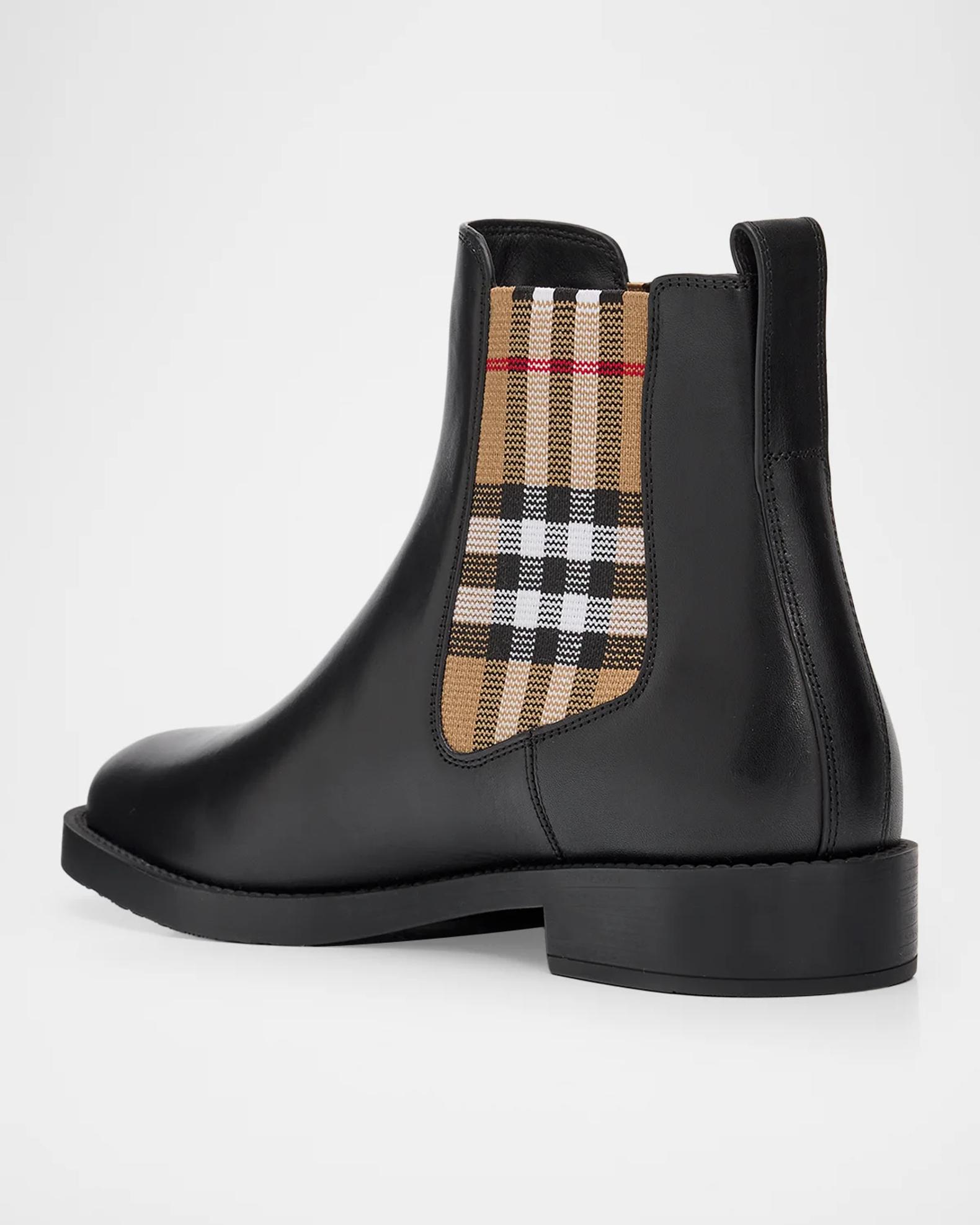 Burberry Burberry Check Leather Chelsea Boots | Neiman Marcus