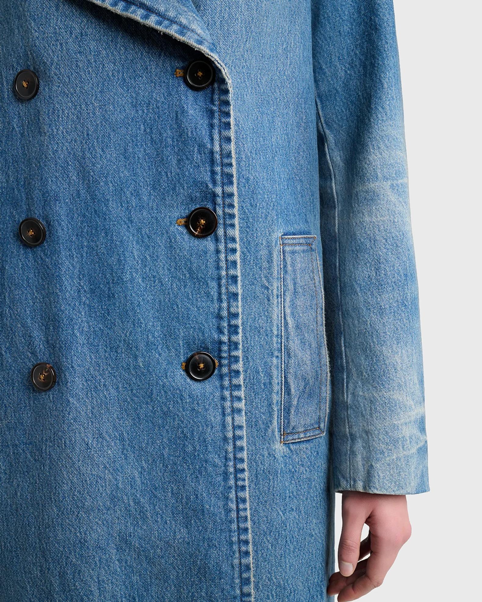 Dries Van Noten Riani Denim Double-Breasted Long Coat | Neiman Marcus
