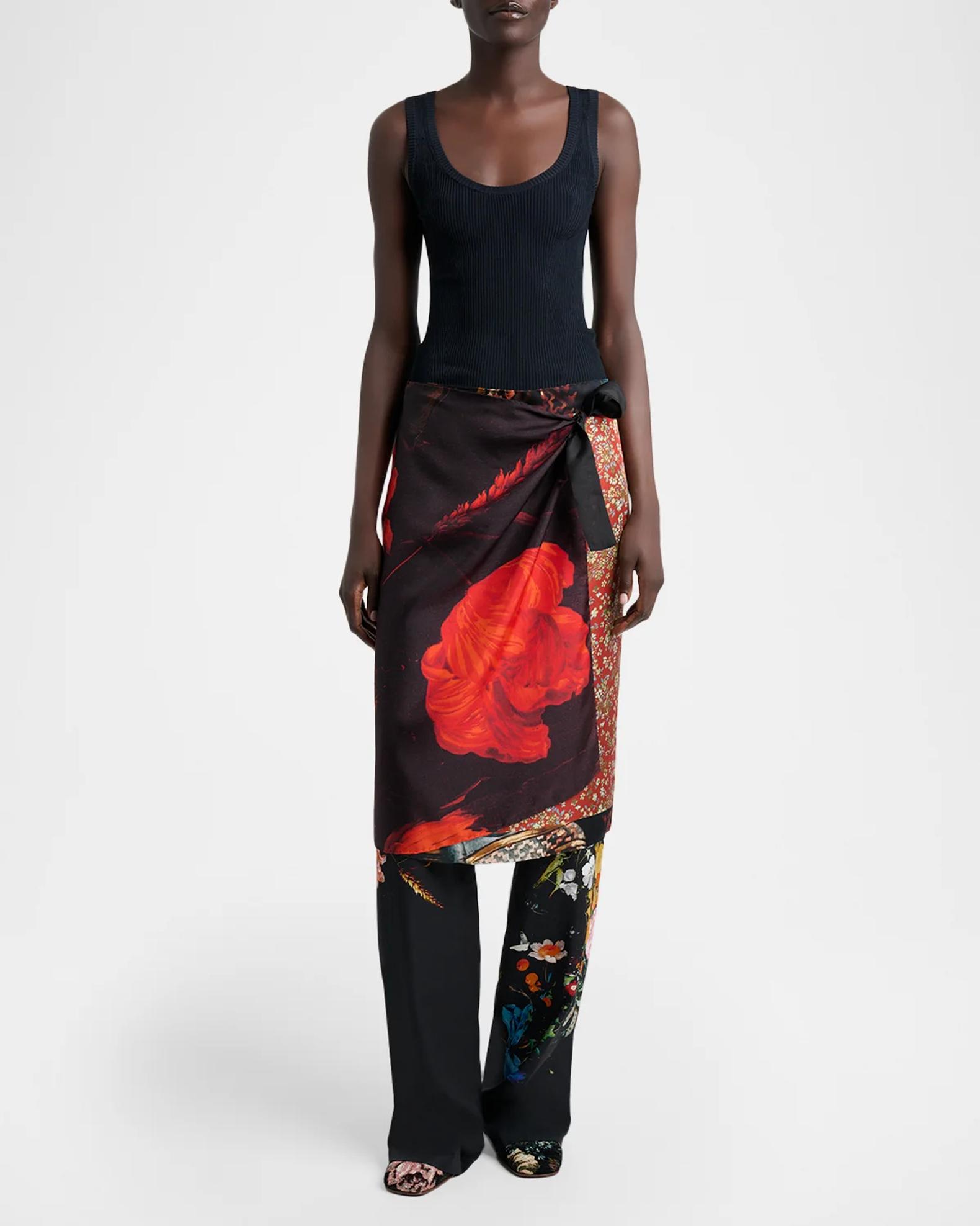 Dries Van Noten Scarfy Multi-Print Wrap Midi Skirt | Neiman Marcus