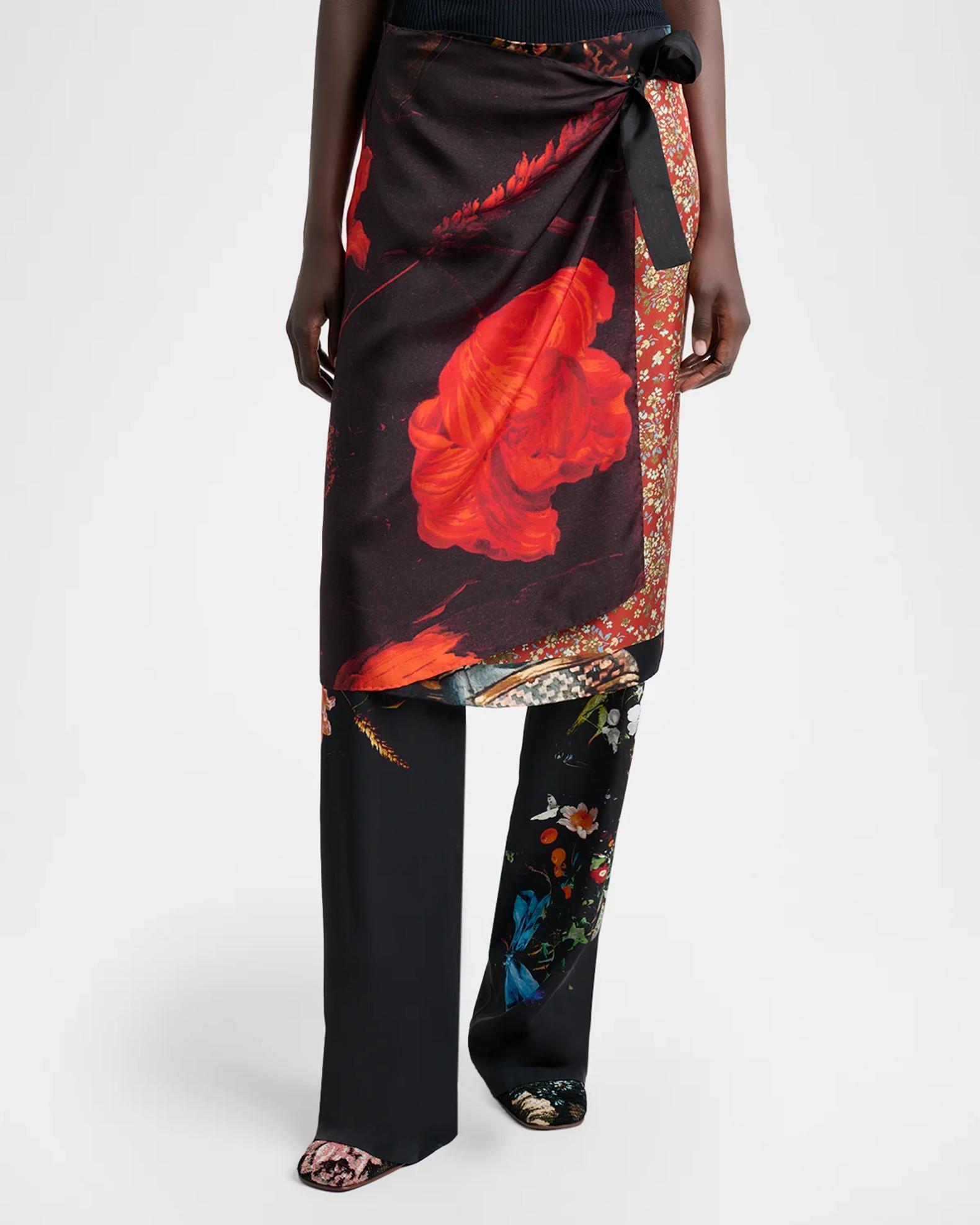 Dries Van Noten Scarfy Multi-Print Wrap Midi Skirt | Neiman Marcus