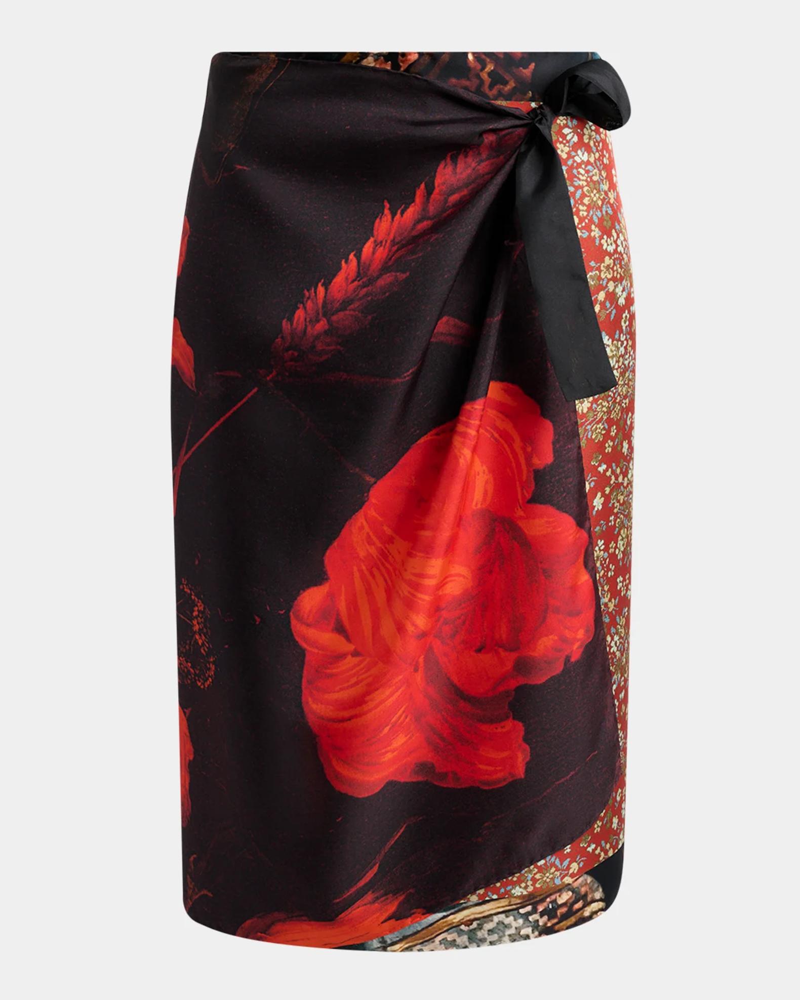 DRIES VAN NOTENフレアパンツ リネン100% レッド 29 L相当 Dries Van Noten Scarfy Multi-Print Wrap Midi Skirt | Neiman Marcus