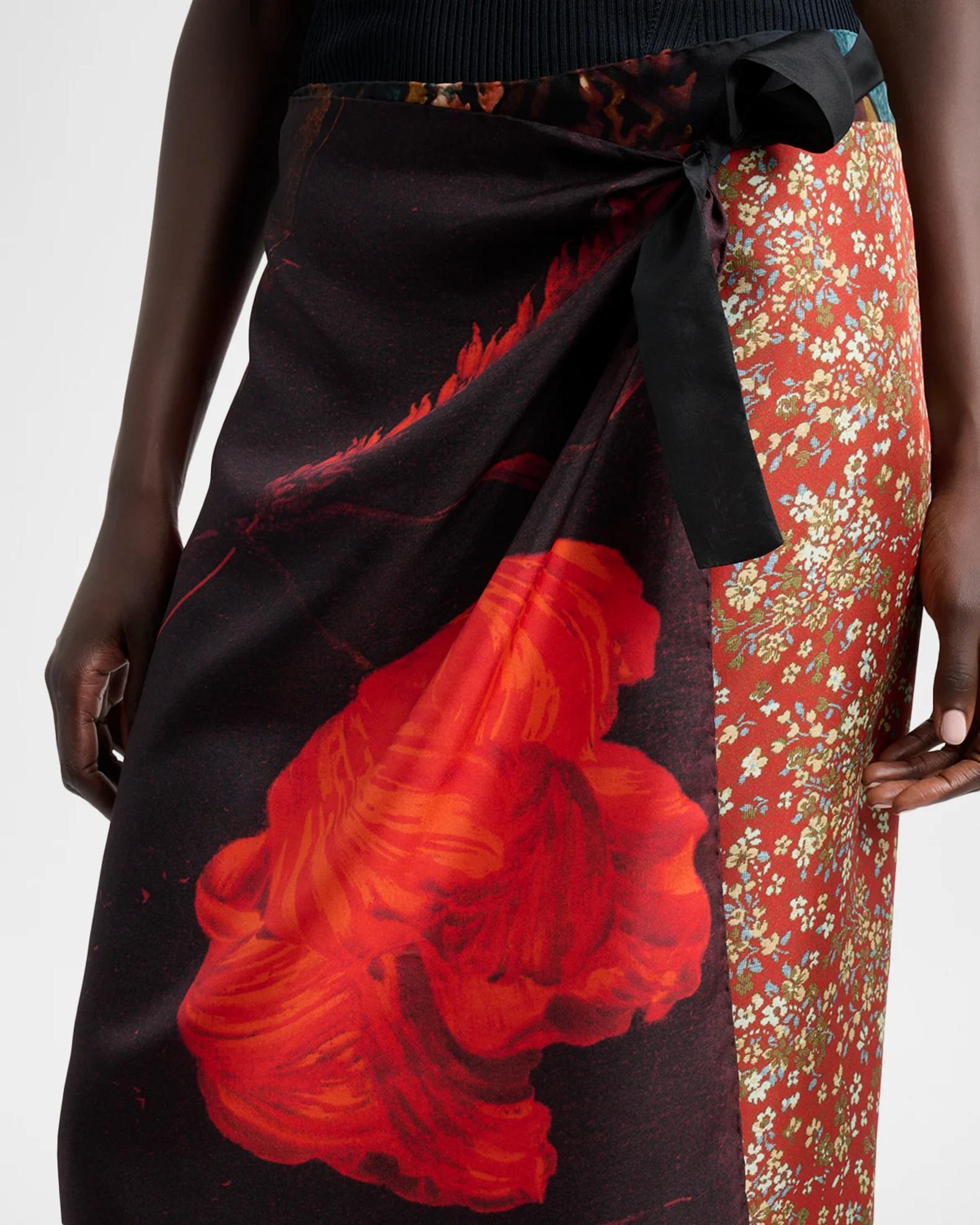 Dries Van Noten Scarfy Multi-Print Wrap Midi Skirt | Neiman Marcus